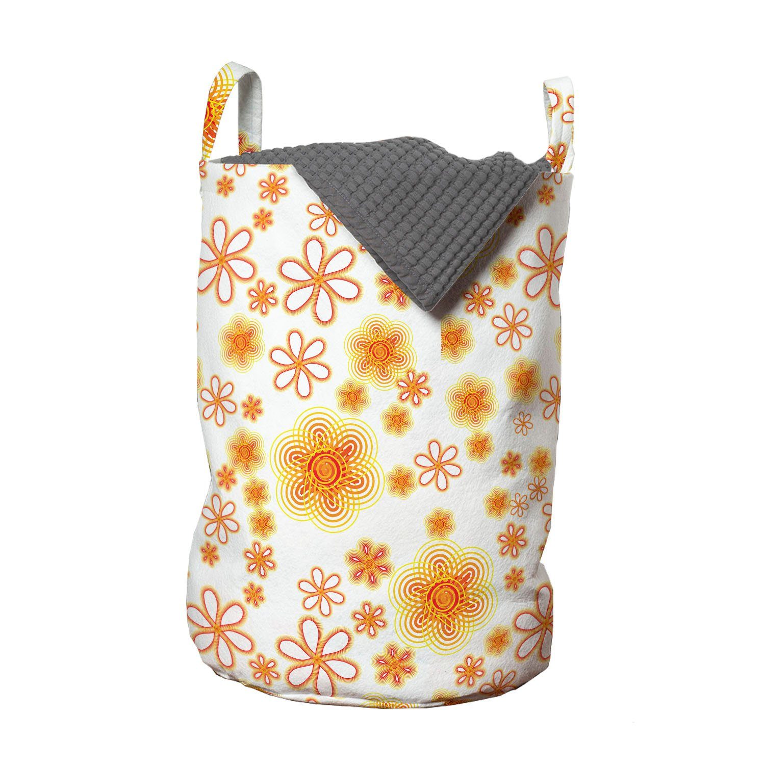 Abakuhaus Wäschesäckchen Wäschekorb mit Griffen Kordelzugverschluss für Waschsalons, Blumen Abstrakt Sommer-Muster