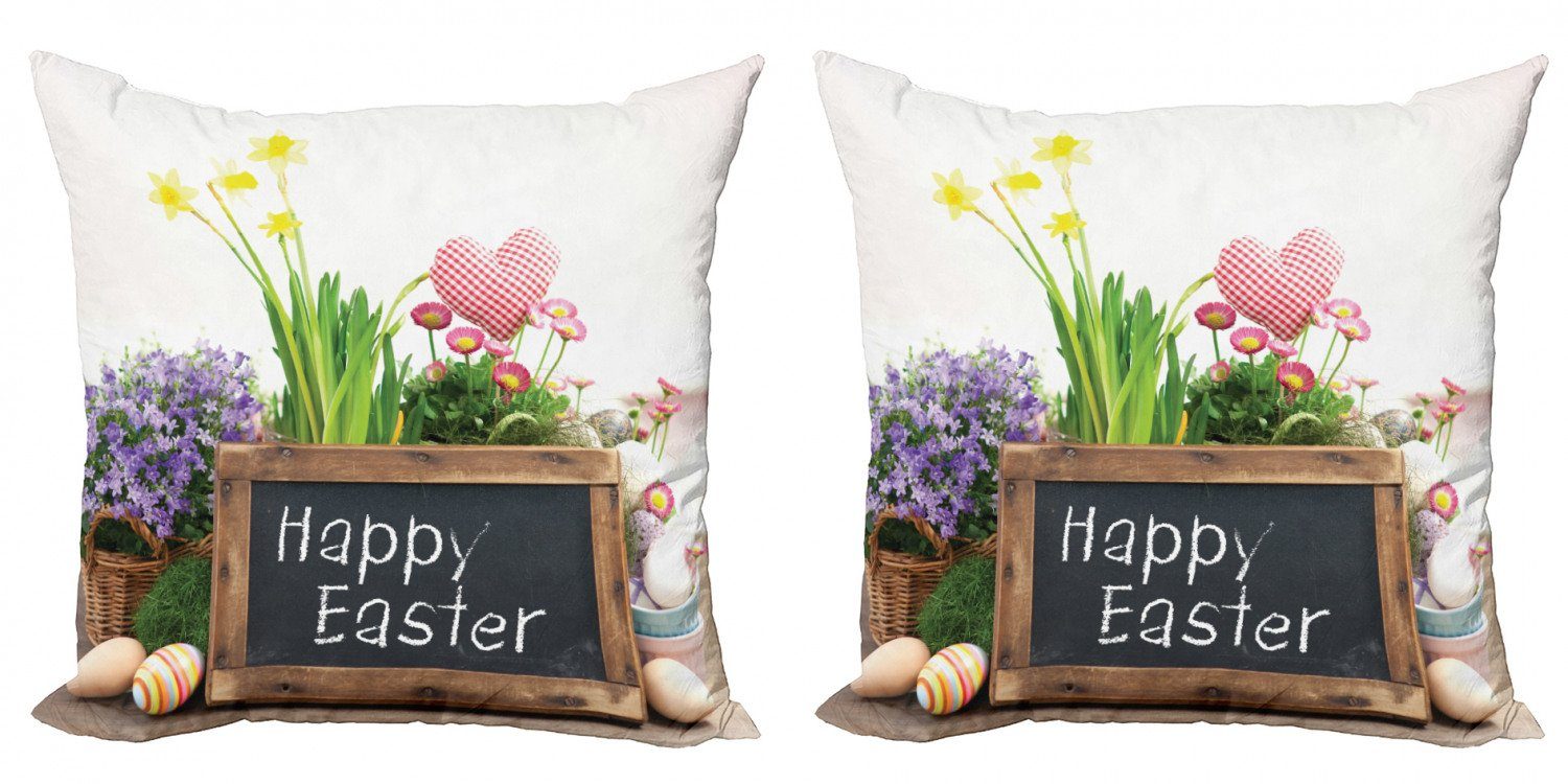 Kissenbezüge Modern Ostern auf Doppelseitiger (2 Abakuhaus Stück), Accent Tabelle Digitaldruck, Eier Blumen