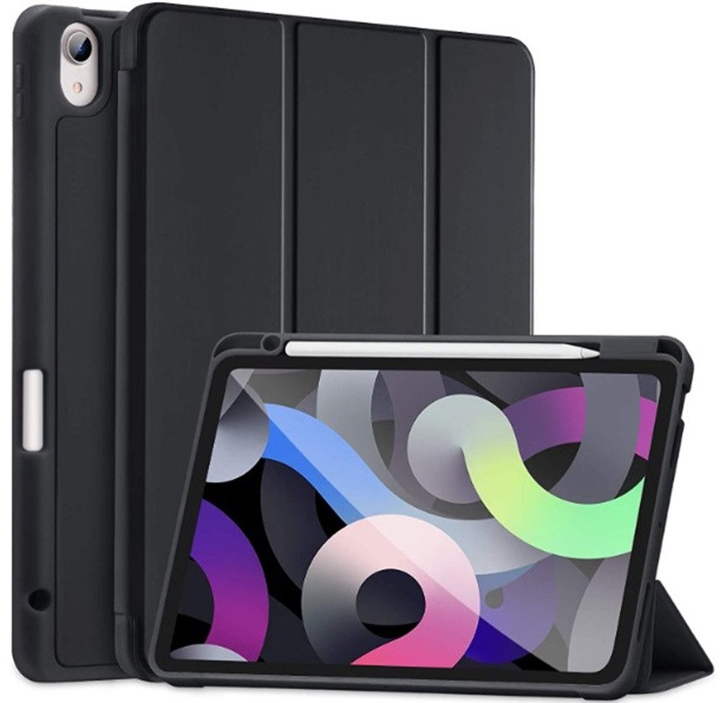 FroShop Tablet-Hülle Schutzhülle für Apple iPad Air 13" 2025 / 2024 Smart Cover Etui Tasche, Wake Up / Sleep Funktion - SCHWARZ inkl. SITFTHALTER