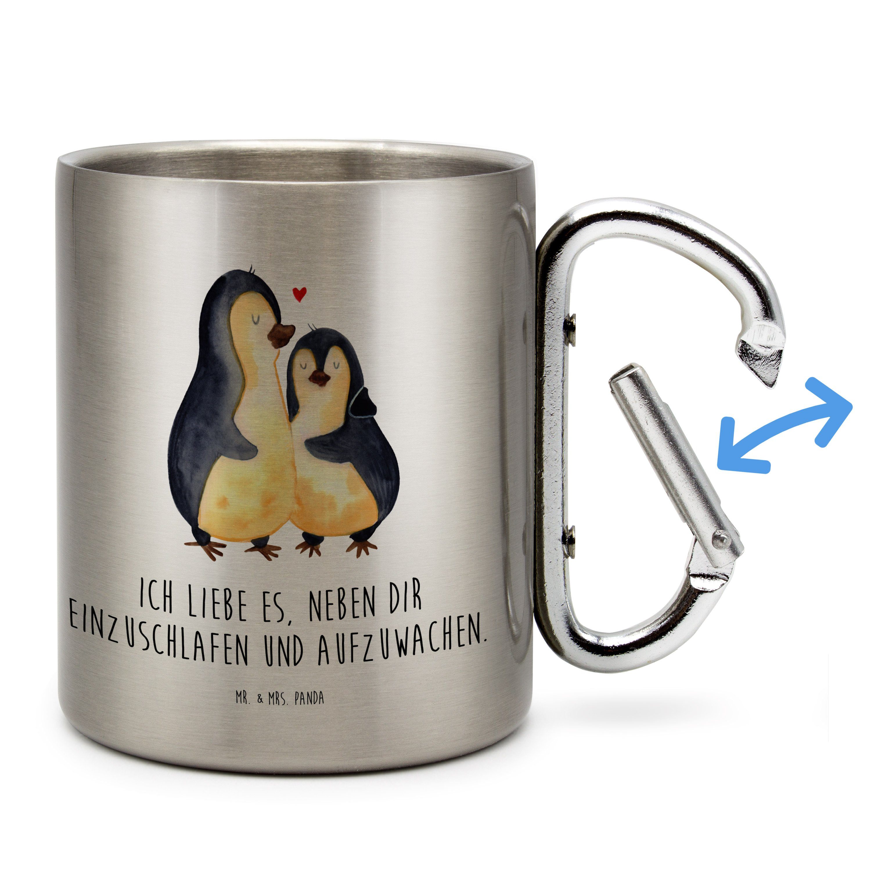 Mr. & Mrs. Panda Tasse Pinguine Einschlafen - Transparent - Geschenk, Liebe, Valentinstag, O, Edelstahl