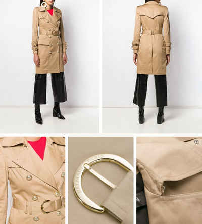Balmain Trenchcoat Balmain Double-Breasted Golden Button Belted Trench Coat Jacke Mantel