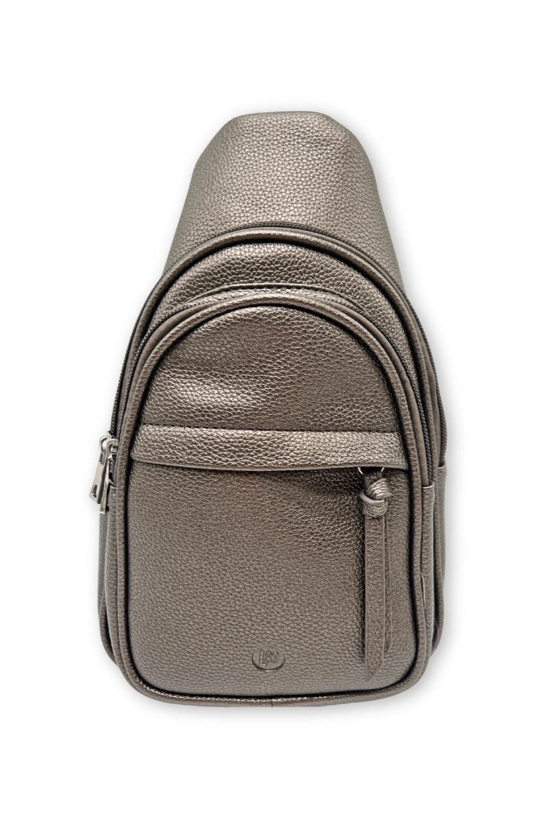 Lot83 Handtasche Rucksack Damen - FAYA - gold, titan