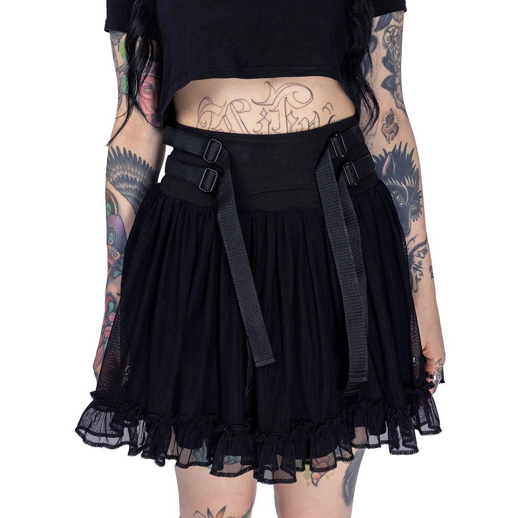 Heartless Rüschenrock Odyssey Schwarz Gothic Strapsen günstig online kaufen