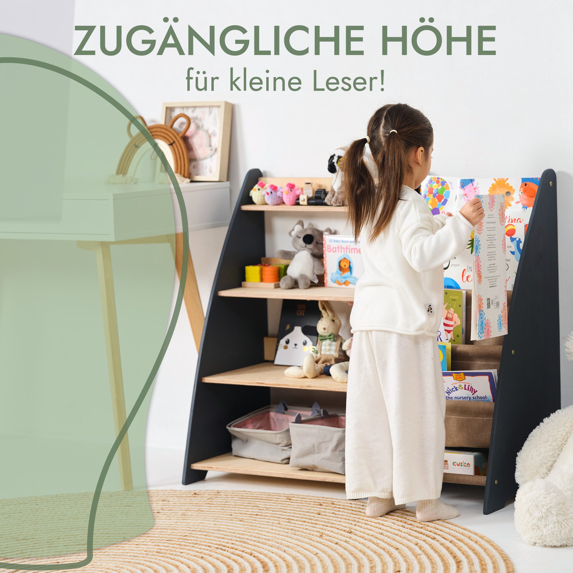 Goodevas Kinderregal Holz-Bücherregale Funktionaler Spielzeugorganisator fü günstig online kaufen