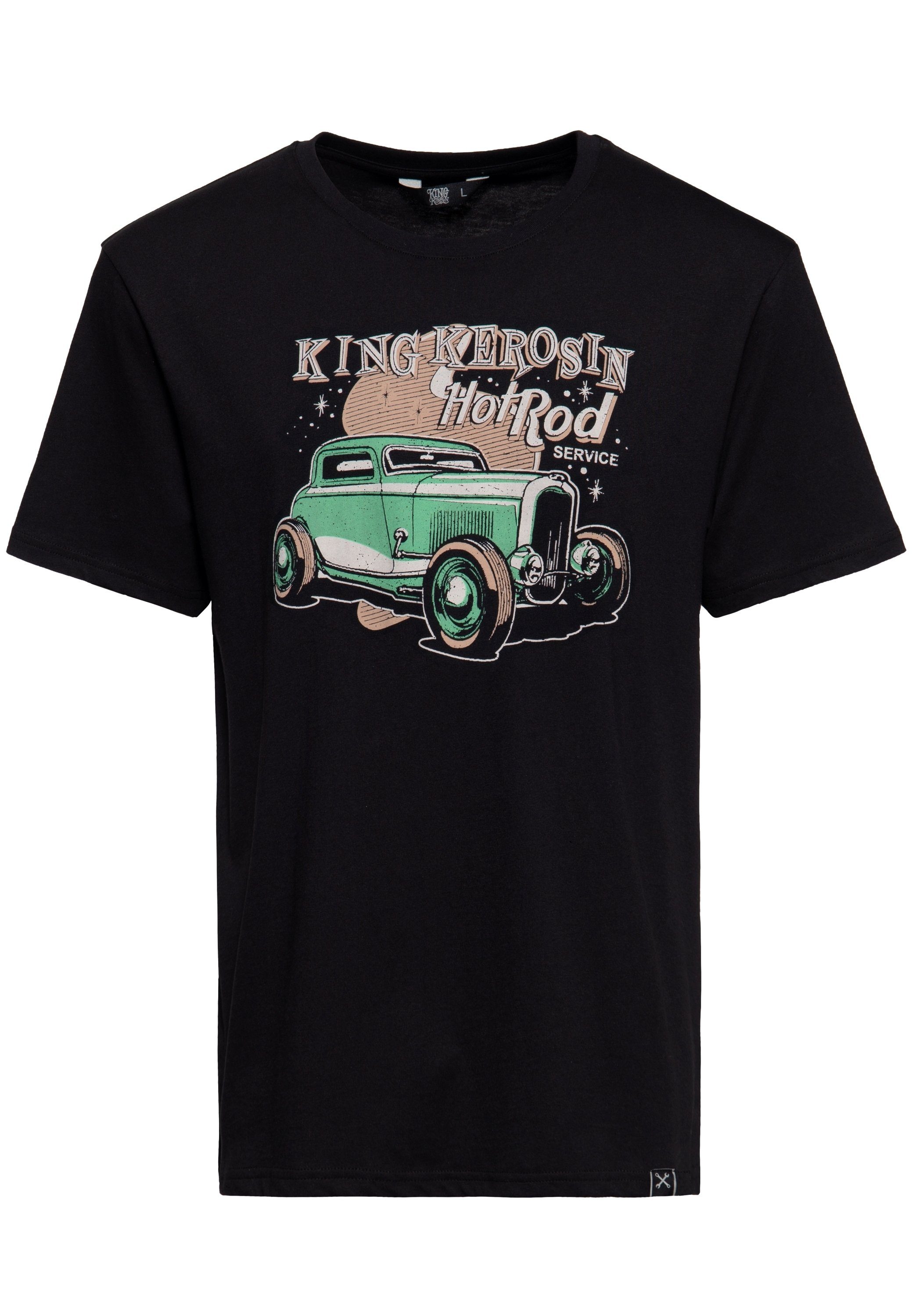 KingKerosin Print-Shirt Hotrod Service mit Retro-Artwork Print schwarz