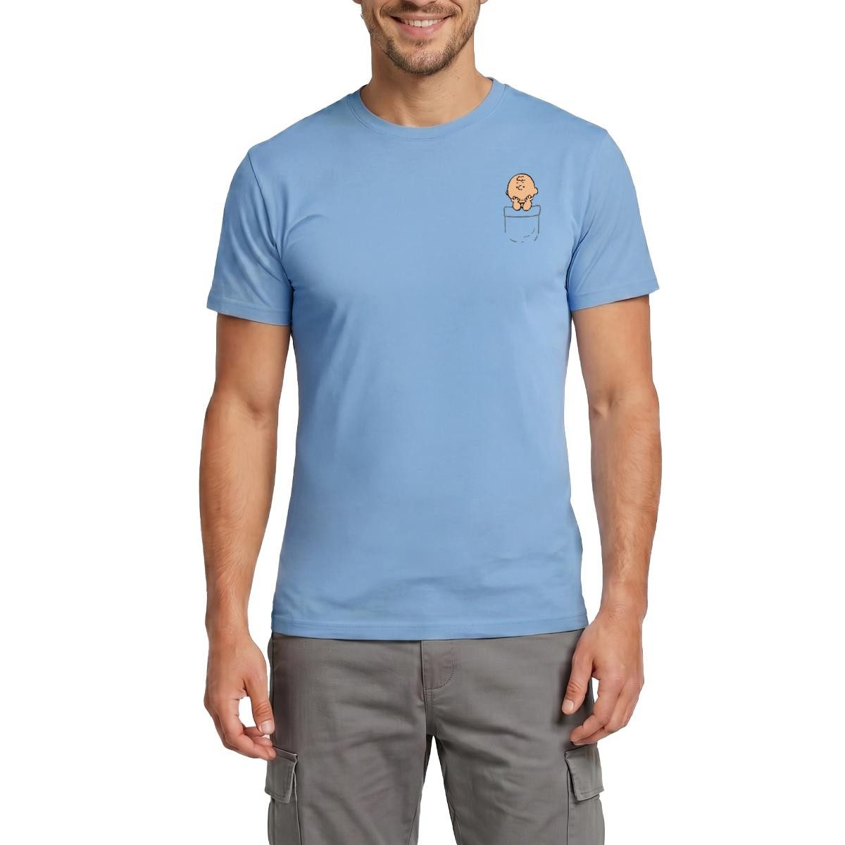 Spreadshirt T-Shirt Peanuts Charlie Brown In A Pocket Taschen-Design Männer T-Shirt (1-tlg)
