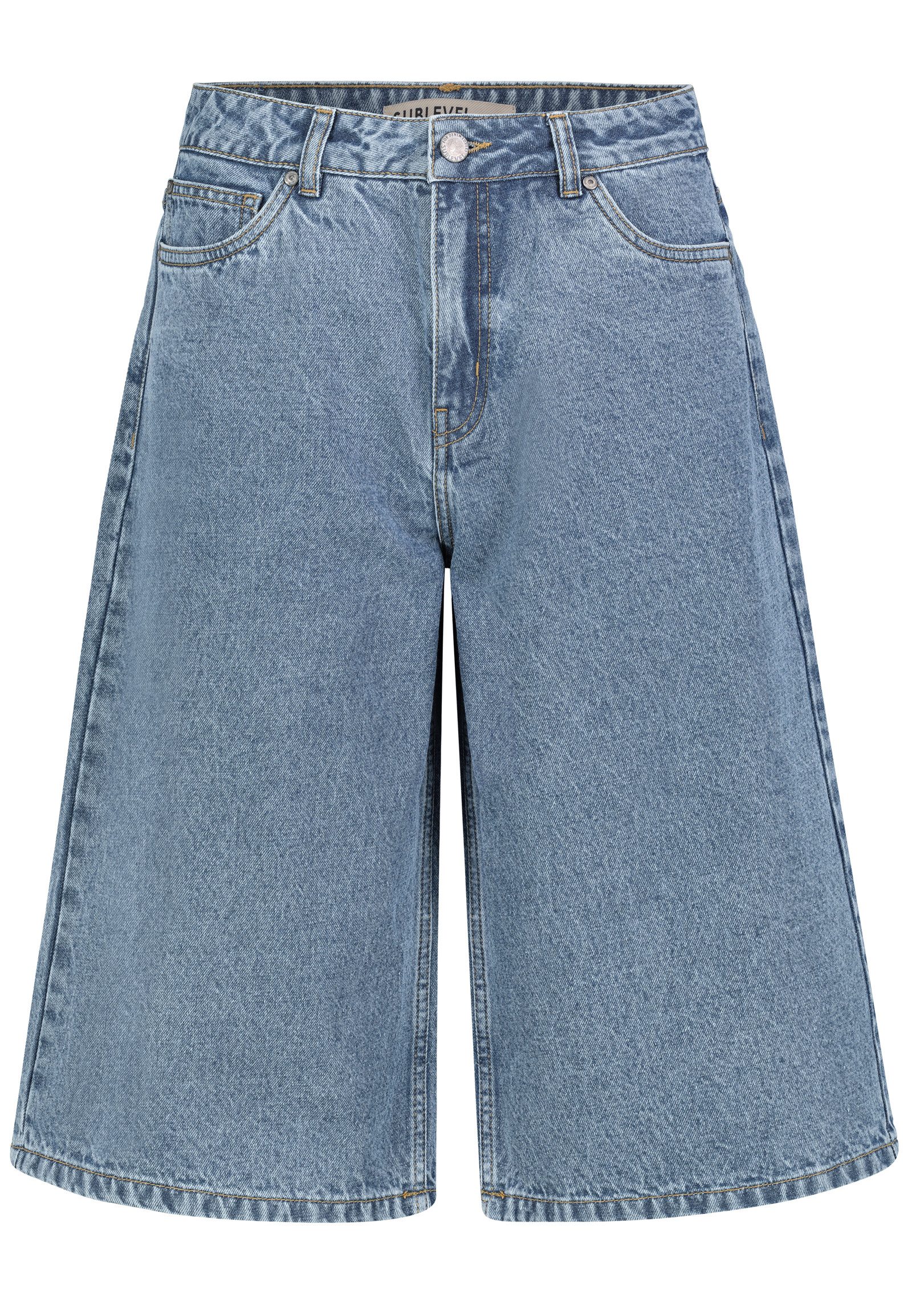 SUBLEVEL Bermudas Damen Jeans Shorts Bermuda Kurze Hose Short Denim Baggy 5-Pocket-Style