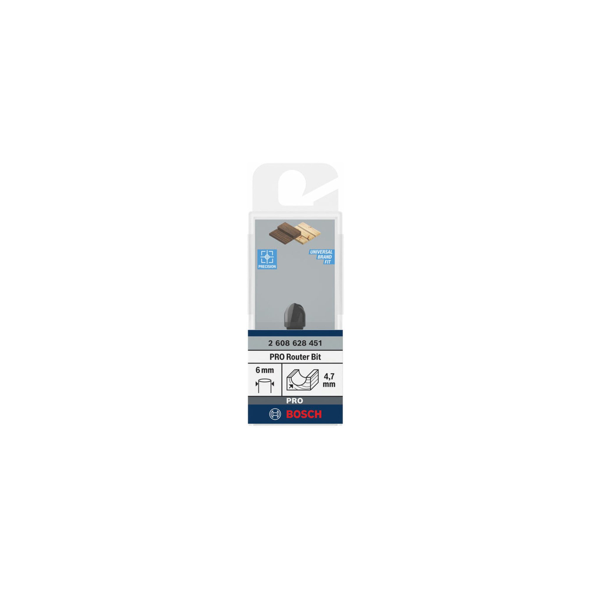 Bosch Professional Fräse Bosch Hohlkehlfräser 6 mm R1 4,7 mm D 9,5 mm L 9,2 mm G 40 mm