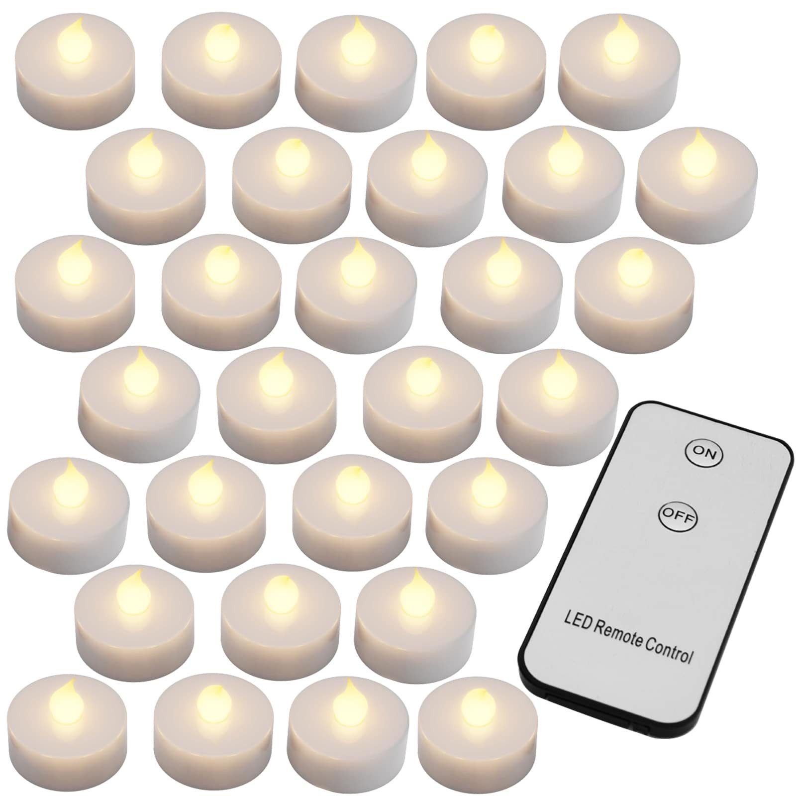 monzana LED-Kerze, +300H elektrisch flackernd Fernbedienung Batterien 30xTeelichter 3,7CM