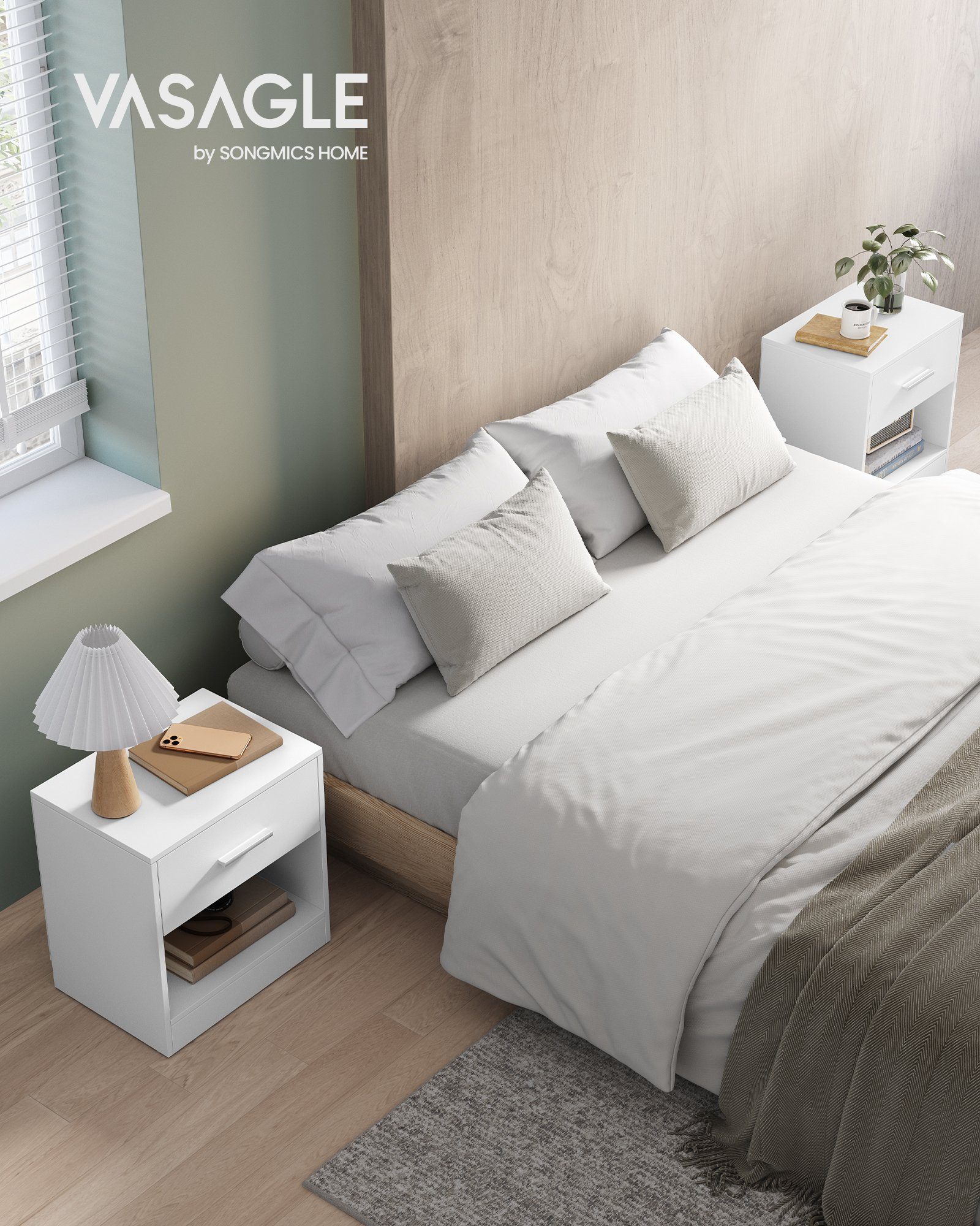 VASAGLE Nachttisch (2-St), mit Schublade, Griff, 28 x 39 x 41 cm günstig online kaufen