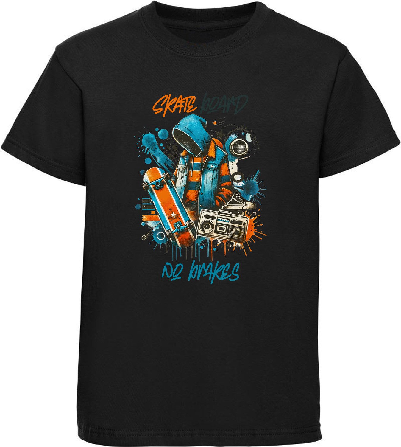 T-Shirt Kinder Print Shirt Skateboard no brakes Aufschrift