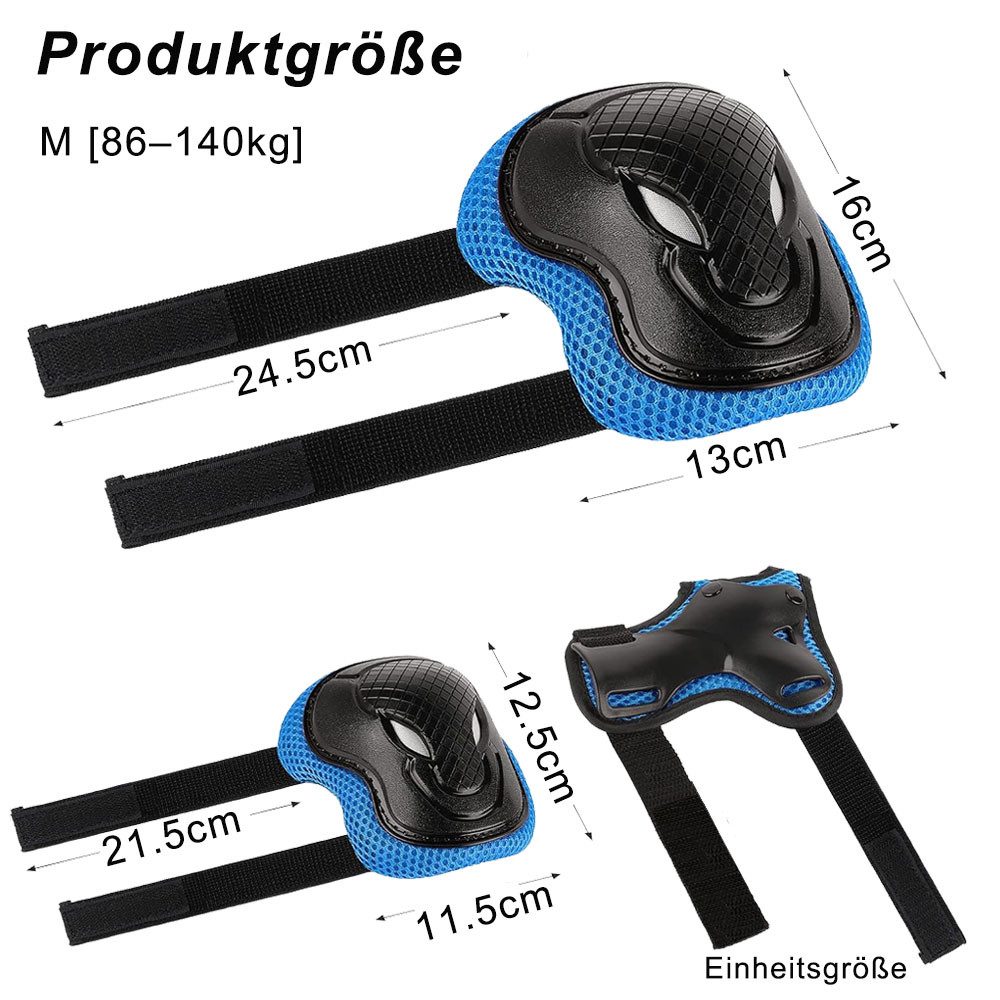 AFKSMILE Protektoren-Set Knieschoner Kinder Schoner Inliner Kinder 6er Set, Fahrrad Rollschuhe, Kinder Schützer Ellenbogenschoner für Inliner Skates Scooter – Bild 2 von 5