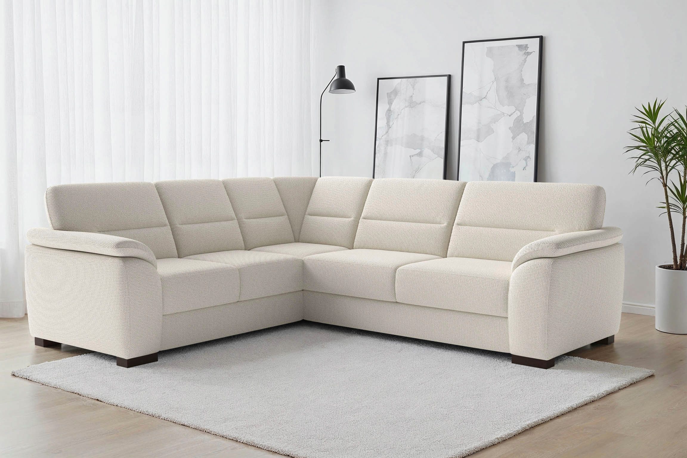 sit&more Ecksofa Montego L-Form, B: 256 cm, große Stoffauswahl, Komfortsitzhöhe 46 cm, optional Schlaffunktion und Schubkasten mit Stauraum