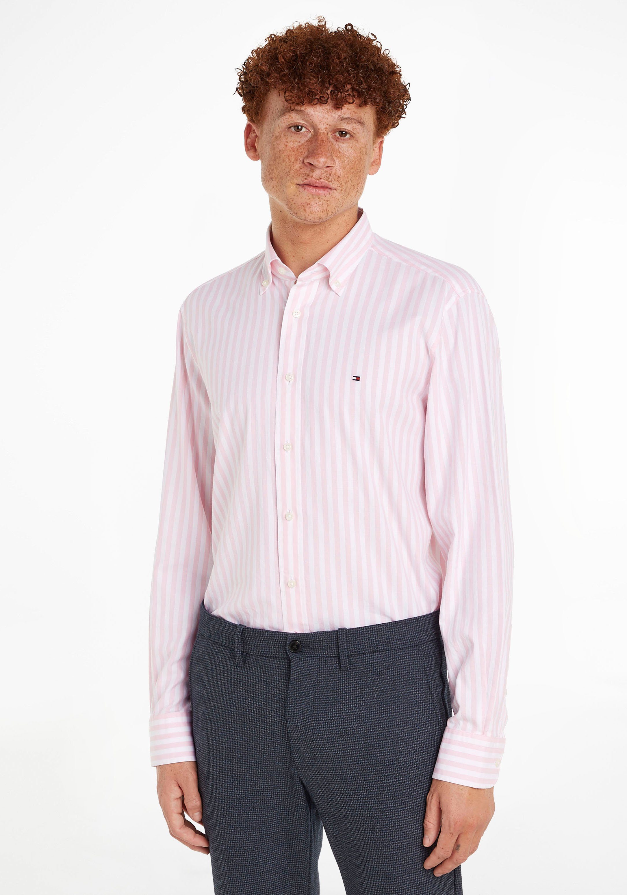 TAILORED mit Langarmhemd CL-W STRIPE Hilfiger SHIRT ROYAL Tommy OXF Button-down-Kragen RF