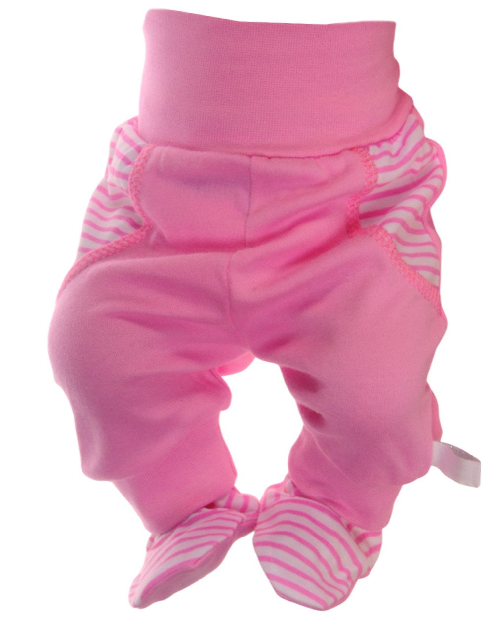 Schlupfhose Baby Hose Erstlingshose mit Füßchen in Rosa