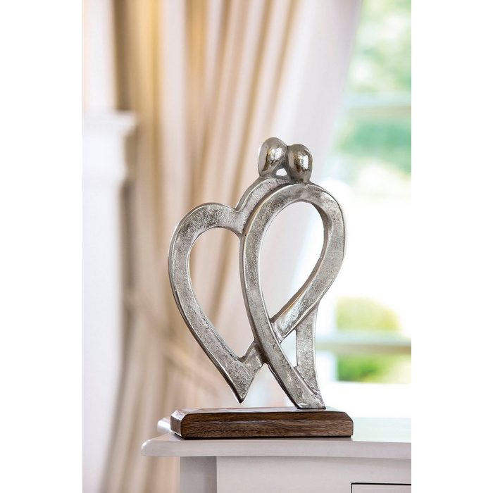 GILDE Dekofigur Skulptur Figura von Herzen (1 St) braun/silberfarben Aluminium