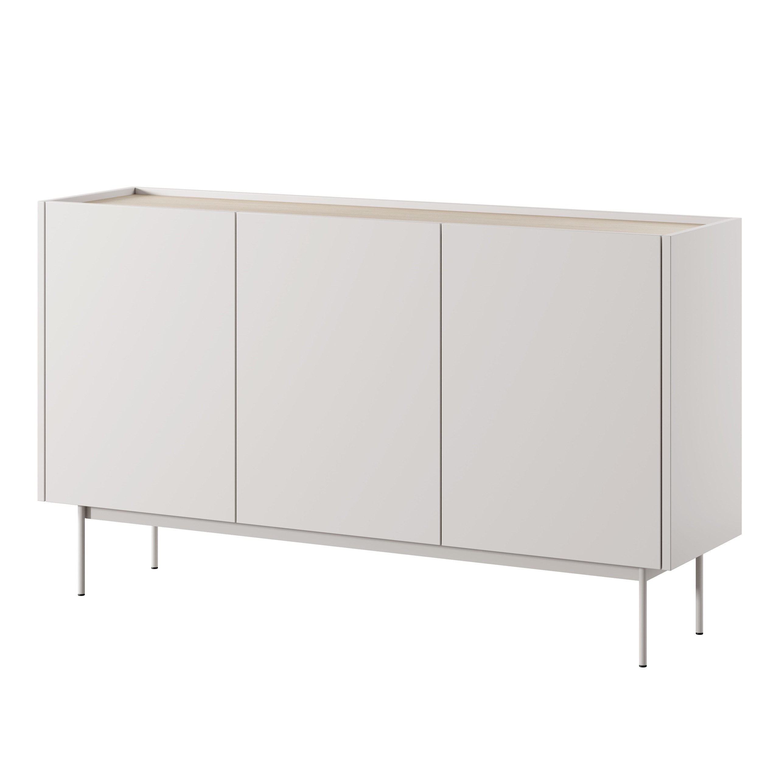 Masseno Kommode COLORE 144 cm Sideboard mit 3 Türen Kaschmir