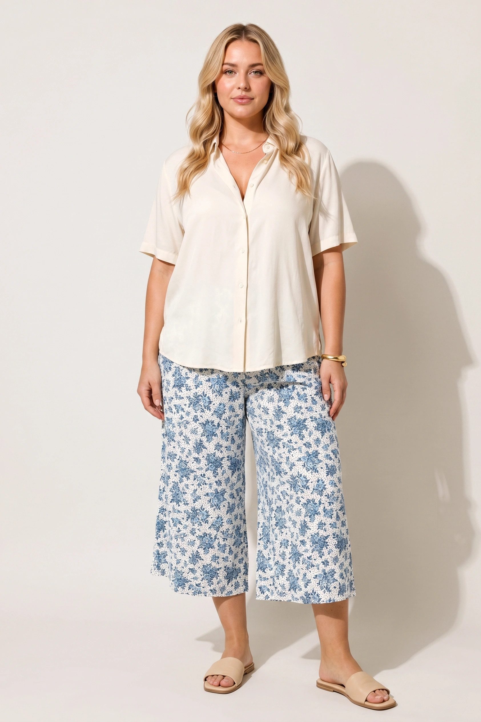 Bequeme Jeans Blumenmuster Weite Hose