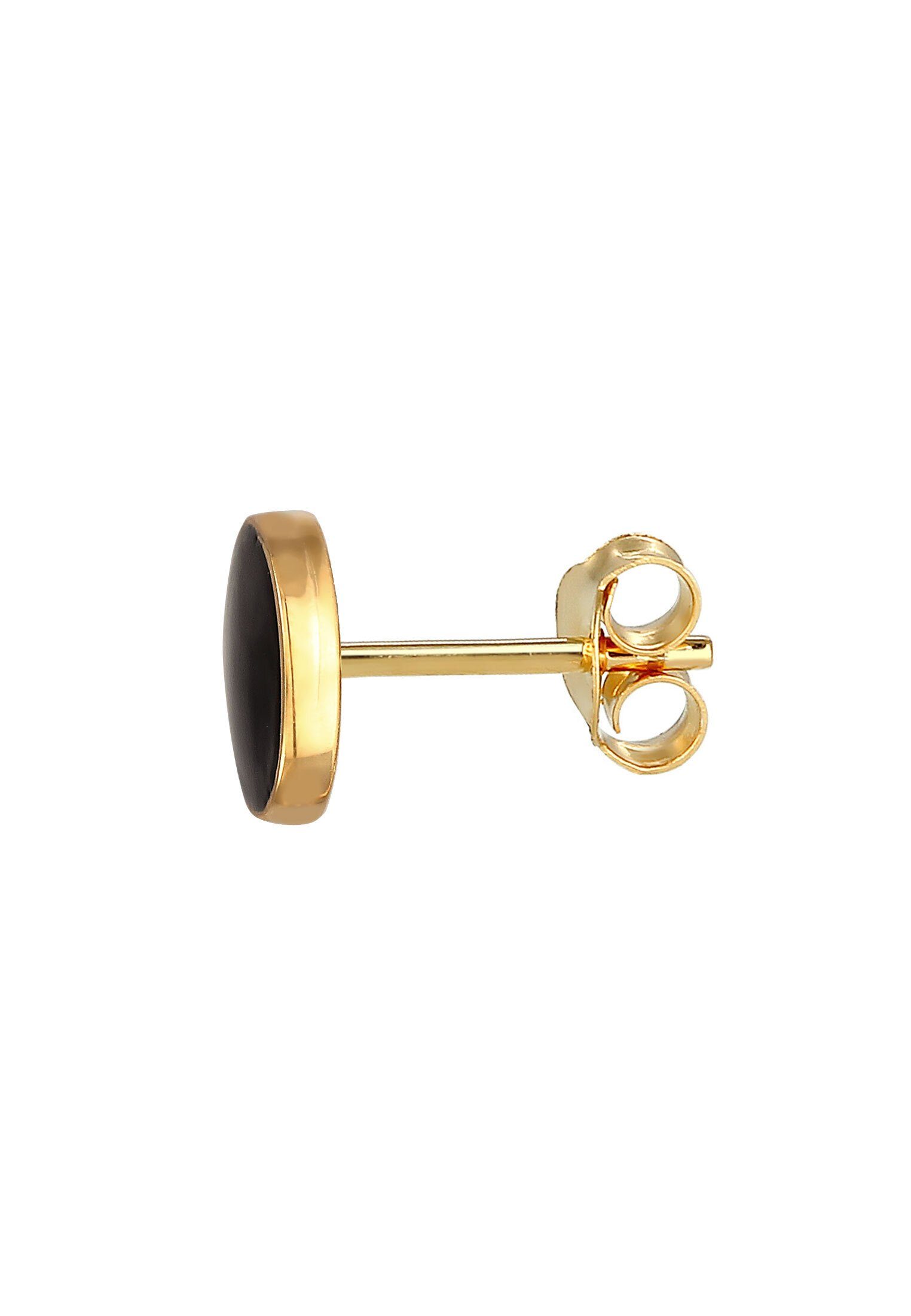Kuzzoi Paar Ohrstecker Ohrstecker Rund Emaille schwarz 925 Sterling Silber (Einzelstecker)