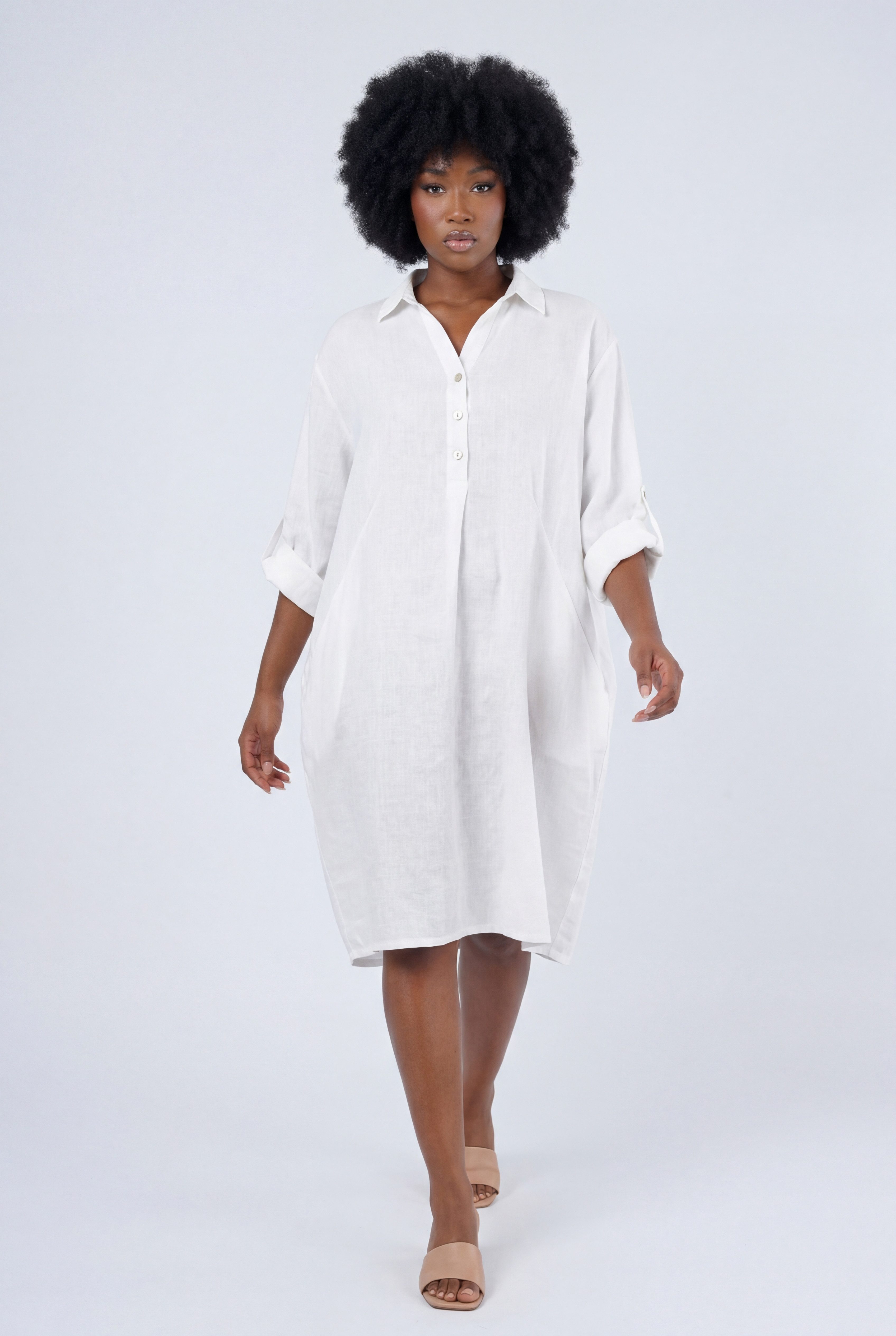 YC Fashion & Style Blusenkleid Leinen-Tunika Oversized One Size in Unifarbe