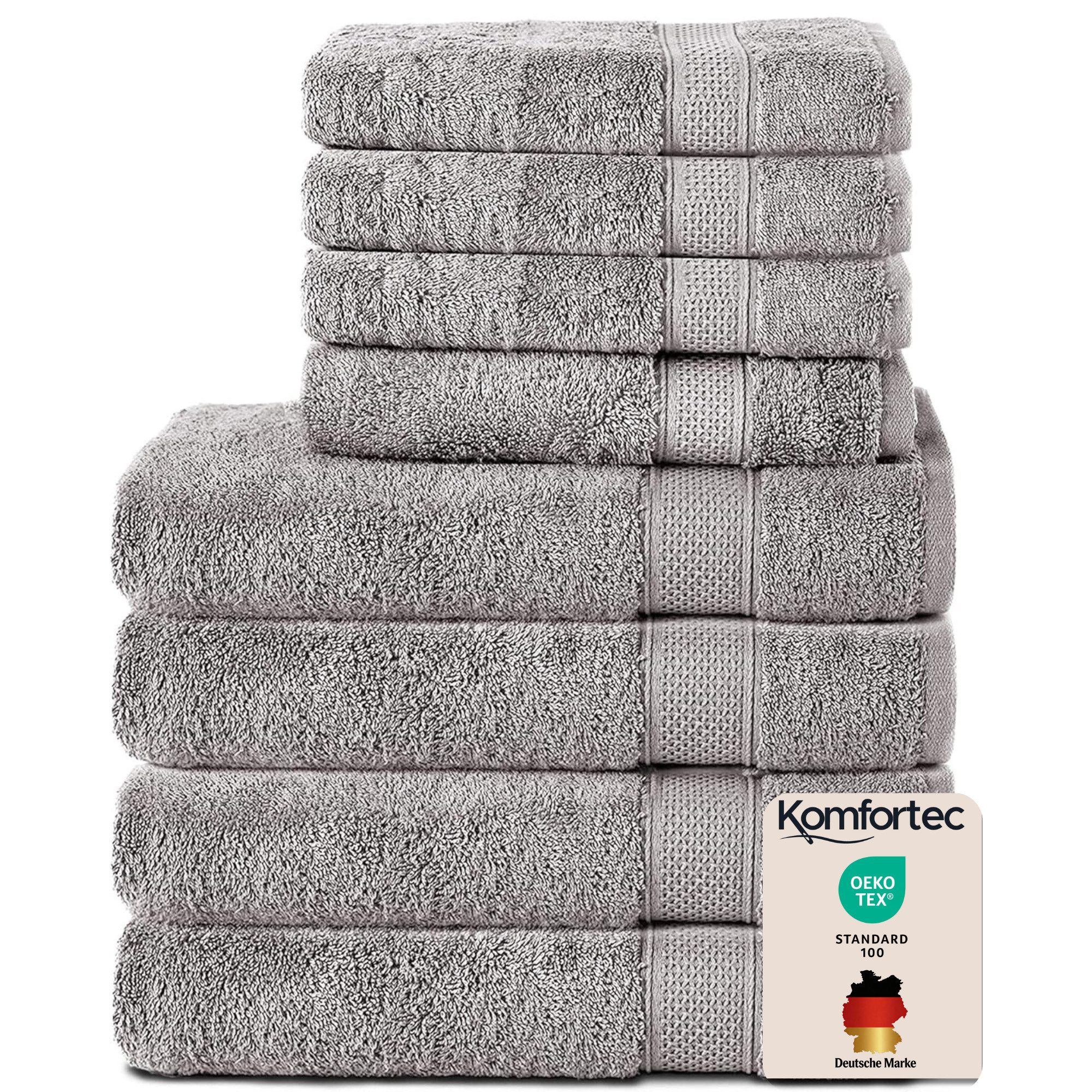 Komfortec Handtuch Set aus 100% Baumwolle, 4 Handtücher 50x100 cm und 4 Bad günstig online kaufen