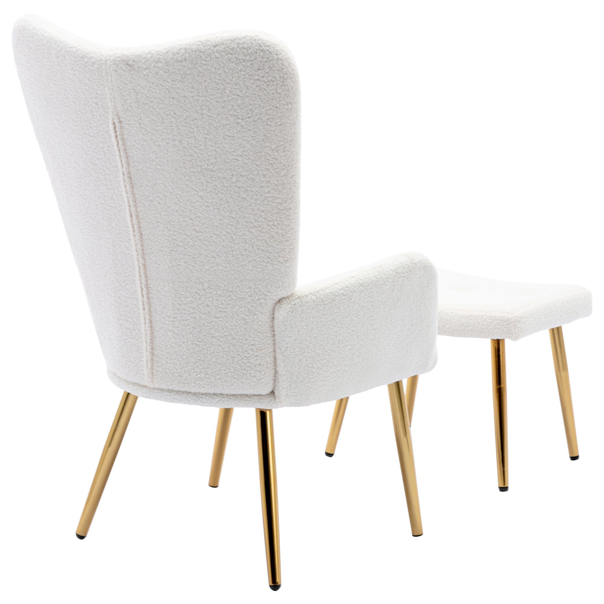 Ohrensessel, Polstersessel mit Hocker Fernsehsessel, Teddy-Fleece