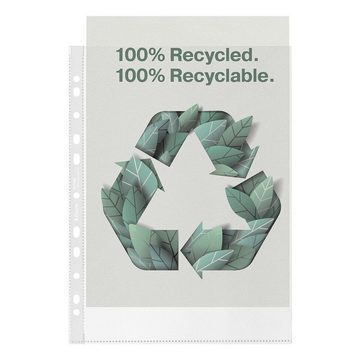 ESSELTE Prospekthülle 100% recycelt, 100 Stück, Format A4, genarbt, oben offen, abheftbar