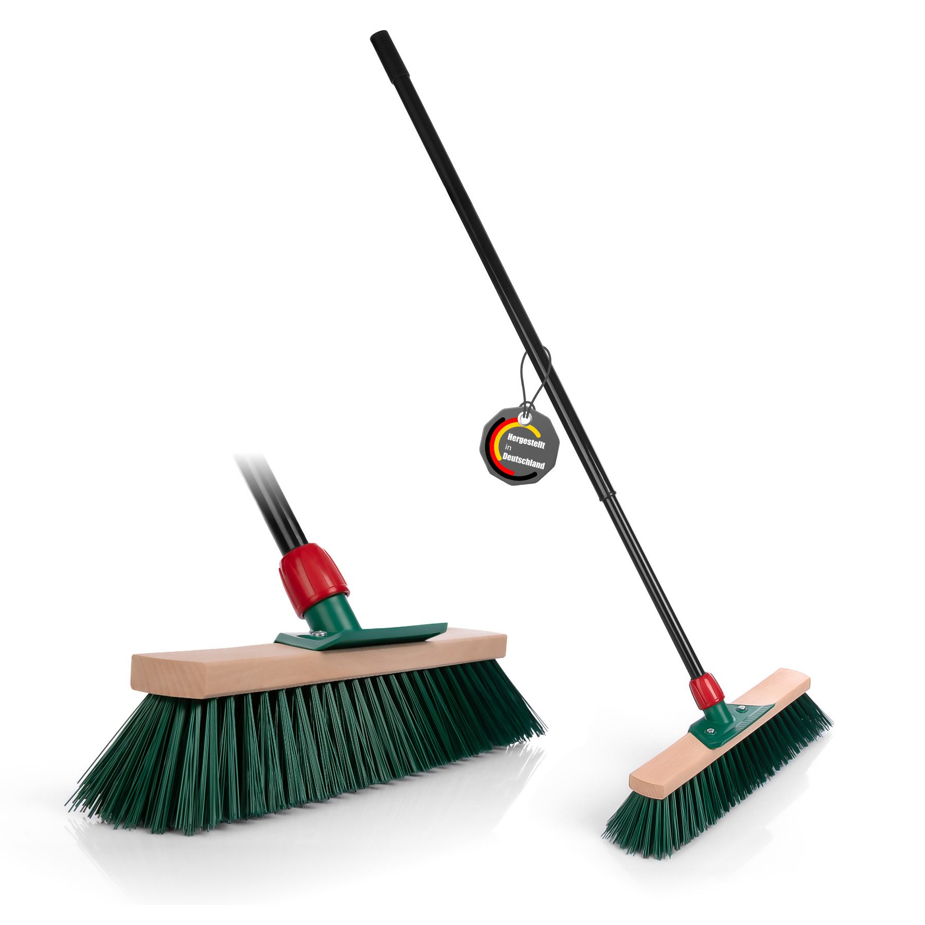 BigDean Kehrgarnitur Straßenbesen mit Teleskopstiel ausziehbar bis 153 cm mit Schabkante, (1-tlg)
