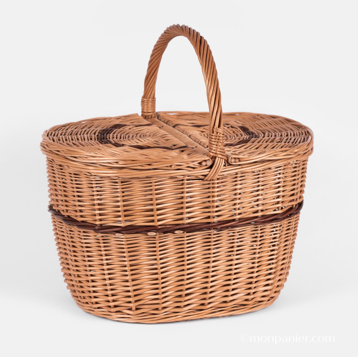 monpanier Picknickkorb PIQUE-NIQUE mit braunem Muster, 40x28xH25/H44 cm