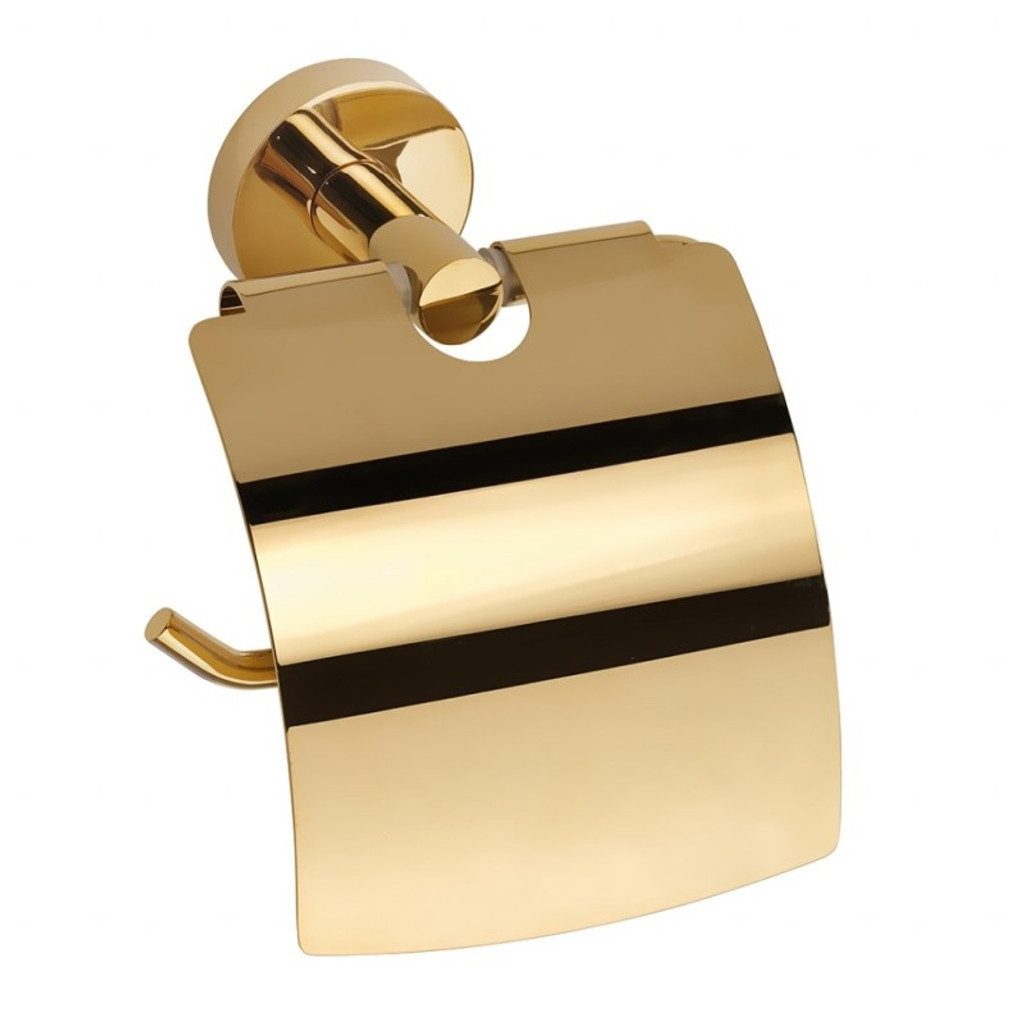 BRILLANTBAD® Toilettenpapierhalter BILLO Papierhalter Messing Gold poliert Bad & WC >> Bohren / Kleben