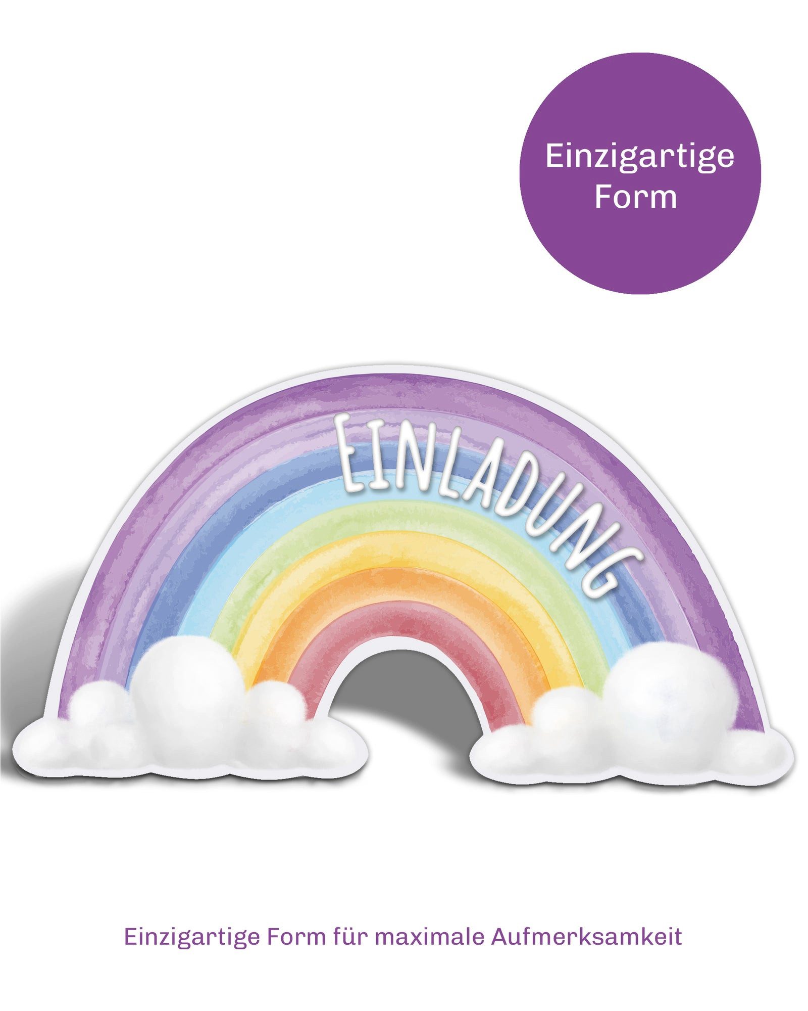 CUPCAKES & KISSES Einladungskarten 12x Regenbogen Einladungskarten Kindergeburtstag für Kinder, Regenbogen
