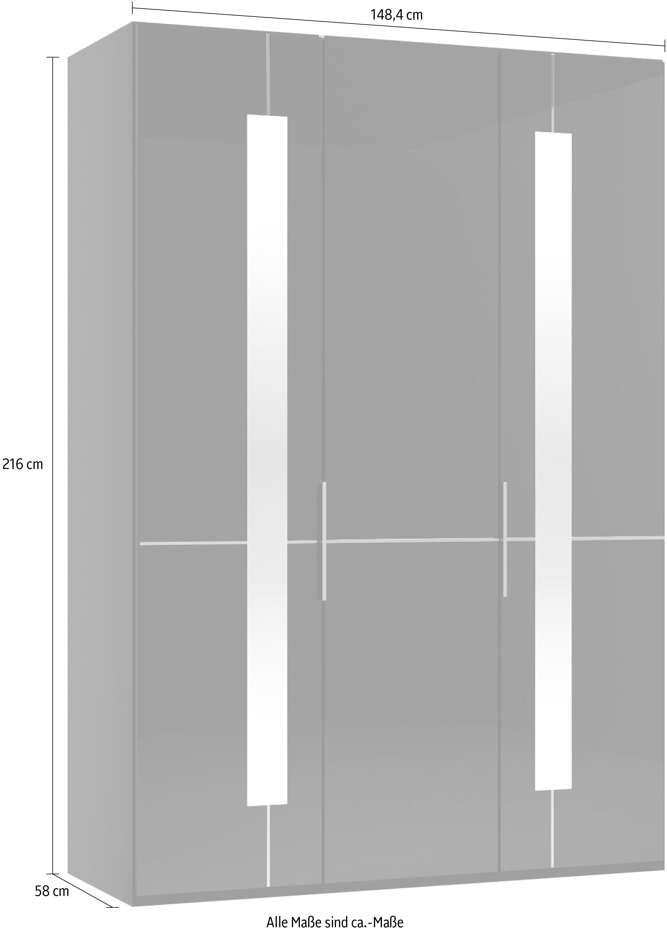 GALLERY Zierspiegel Musterring by Graphit Imola W mit Kleiderstangen, inklusive Glastüren branded und Drehtürenschrank Einlegeböden M
