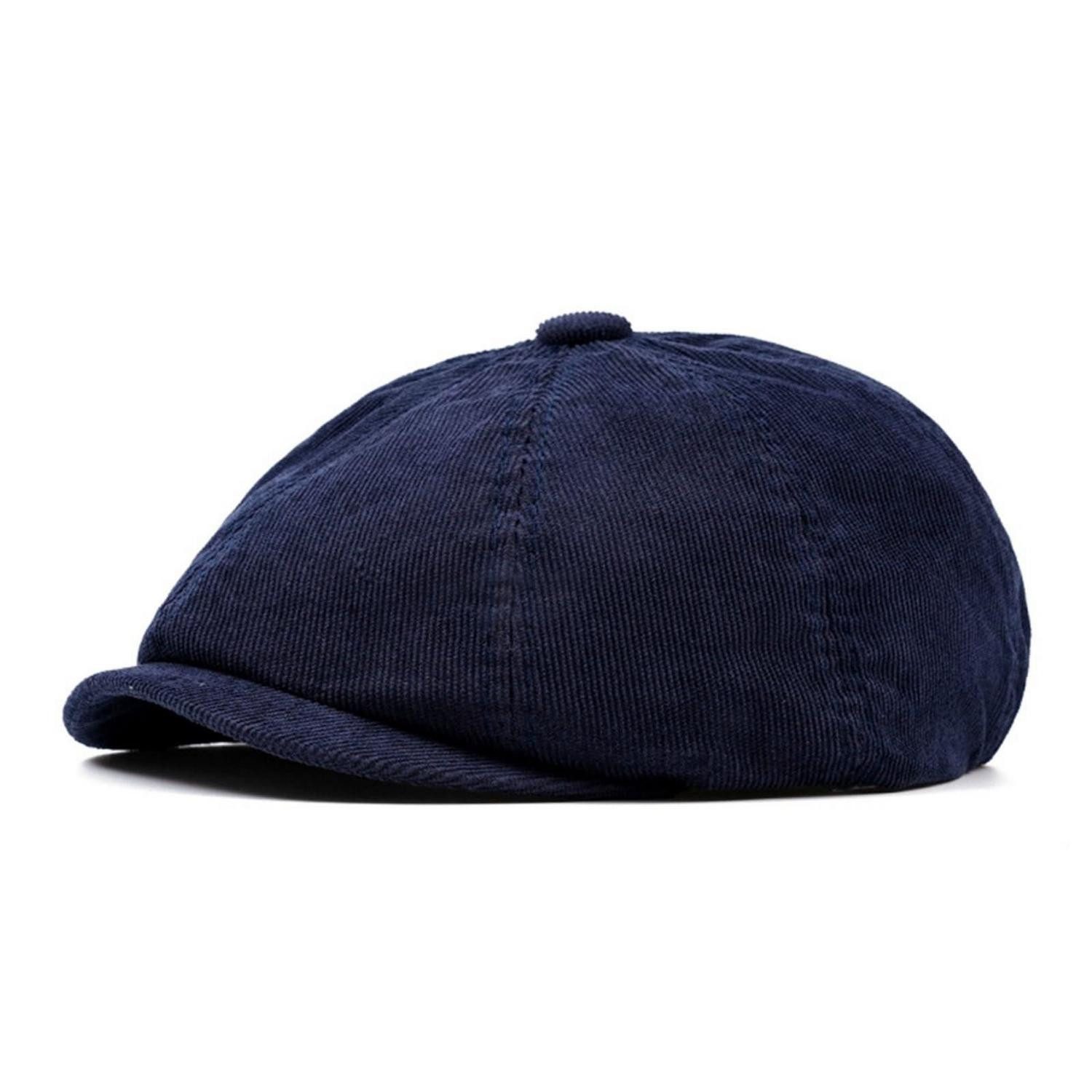 LuxusKollektion Flat Cap Schiebermütze Herren Kord Newsboy Einheitsgröße M Marineblau