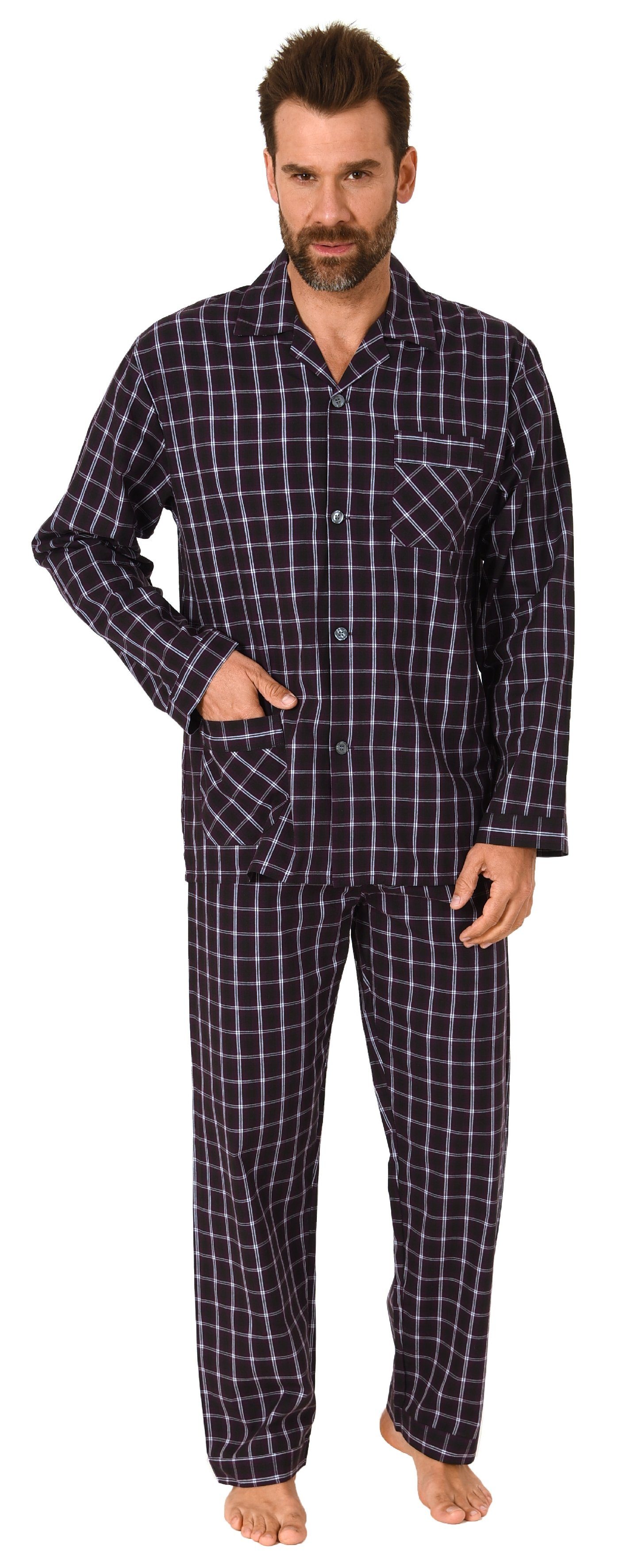 Trend by Normann Pyjama »Edler Herren Pyjama langarm Schlafanzug gewebt zum  Knöpfen im Karo Design - 61982« online kaufen | OTTO