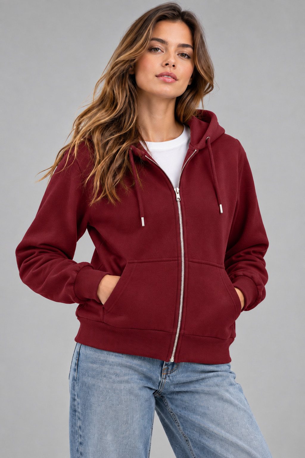 Smith & Solo Kapuzenpullover Damen - Sweatshirt mit Reißverschluss Zipper Hoodie Kapuzensweatjacke