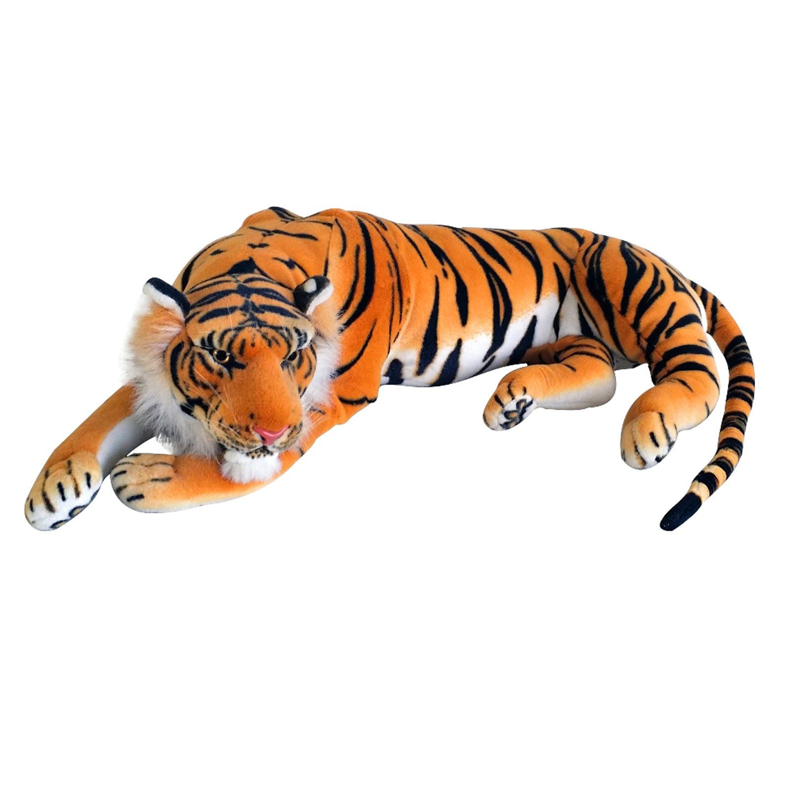 TE-Trend Kuscheltier Tiger 90cm XXL Plüschtier Raubkatze Großkatze Stofftier, wohnliches Design