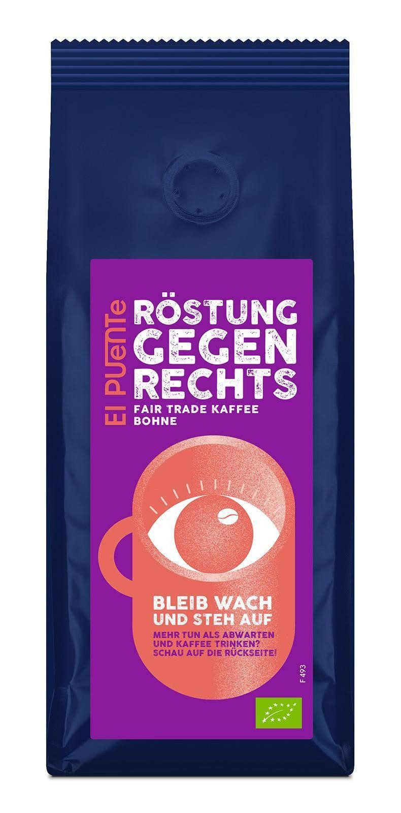 El Puente Kaffee Röstung gegen Rechts - Bio-Kaffeebohnen 250 g, Fair Trade, Vegan, Handmade