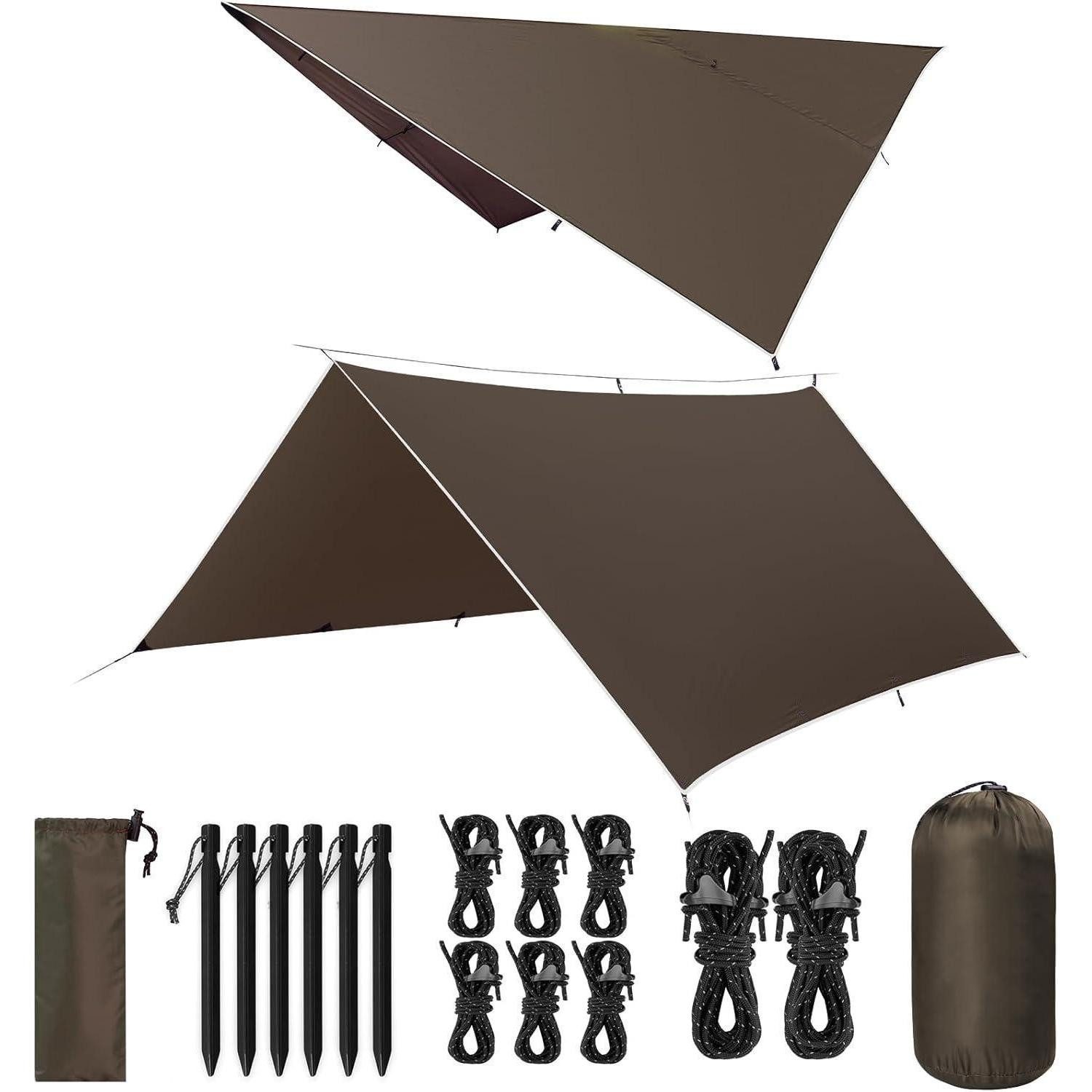 Hängezelt Tarp 3x3M Wasserdicht Ultraleicht Camping Zeltplane Anti-UV Outdoor