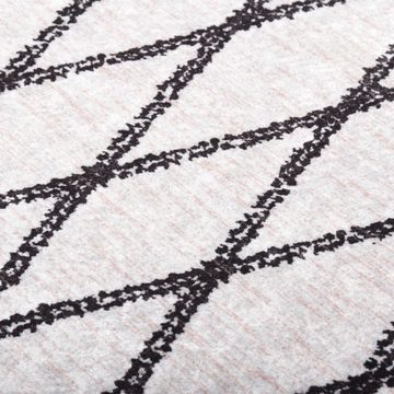 Teppich Teppich Waschbar Schwarz und Weiß 120x180 cm Rutschfest, vidaXL, Rechteckig