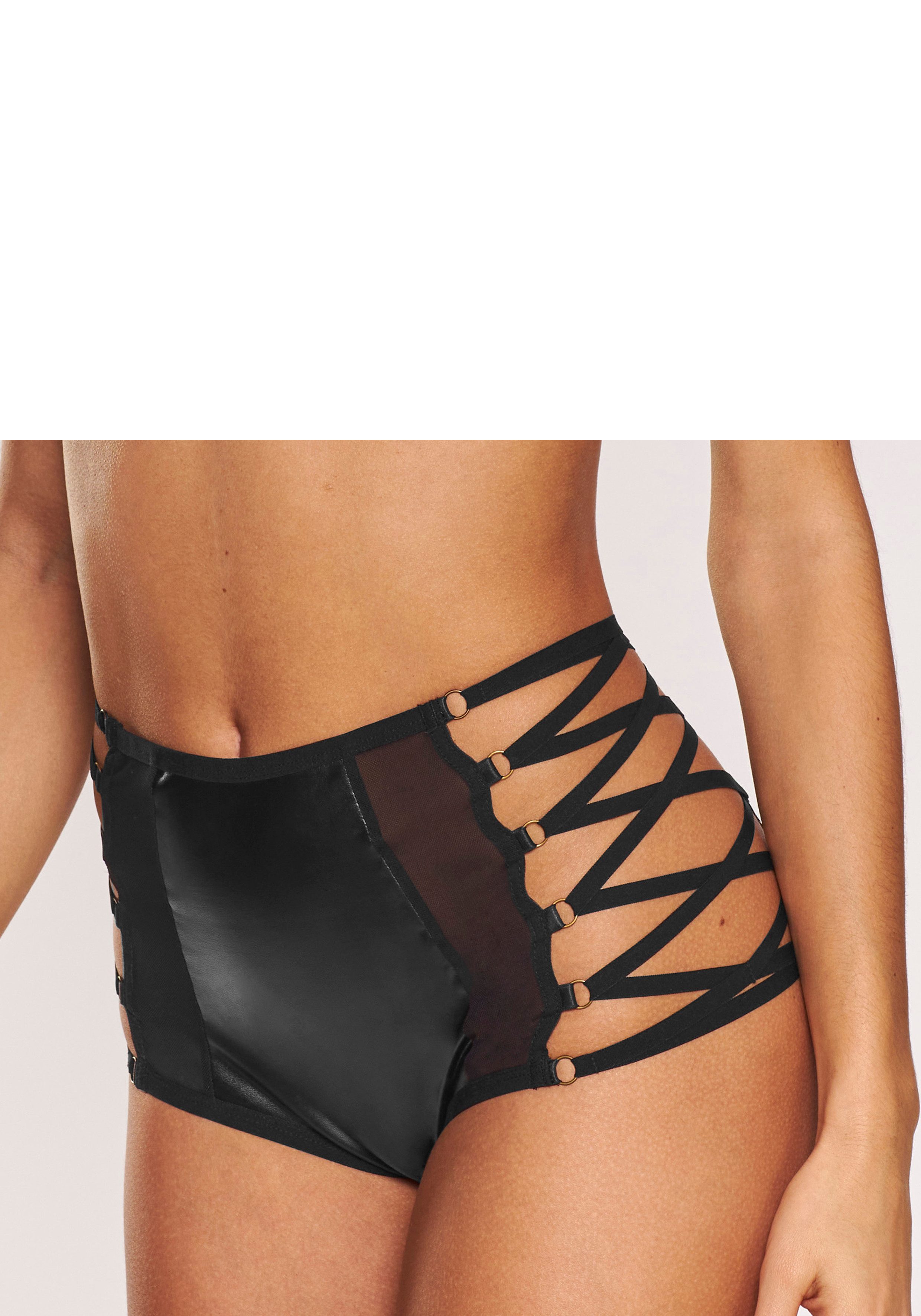 petite fleur gold High-Waist-Slip in Leder-Optik (Kunstleder), als Dessous-Set kombinierbar sexy Unterwäsche, sexy Dessous, Reizwäsche Damen