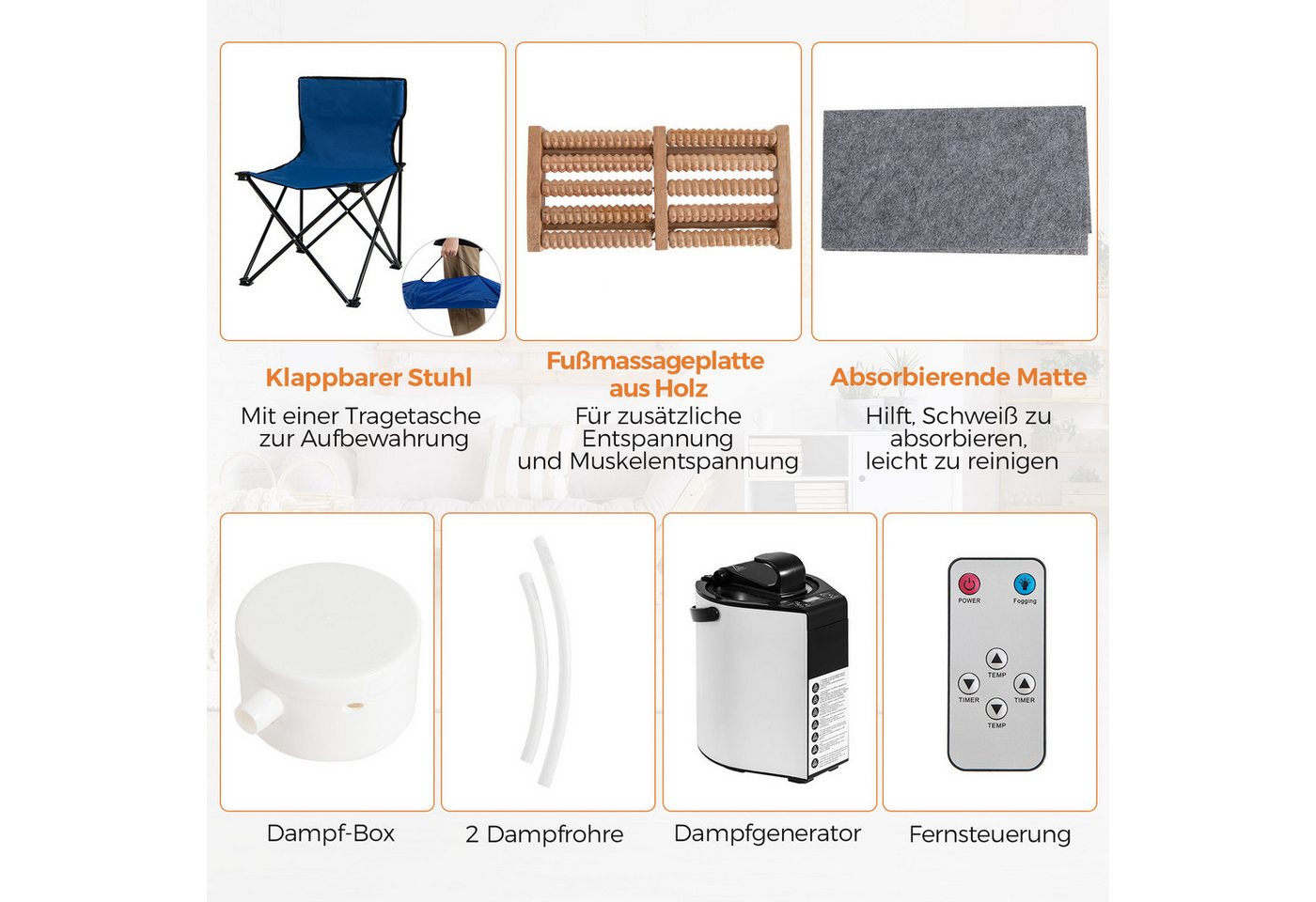 Thumbnail - KOMFOTTEU Sauna, tragbares Dampfsauna, Heimsauna für 1 oder 2 Personen