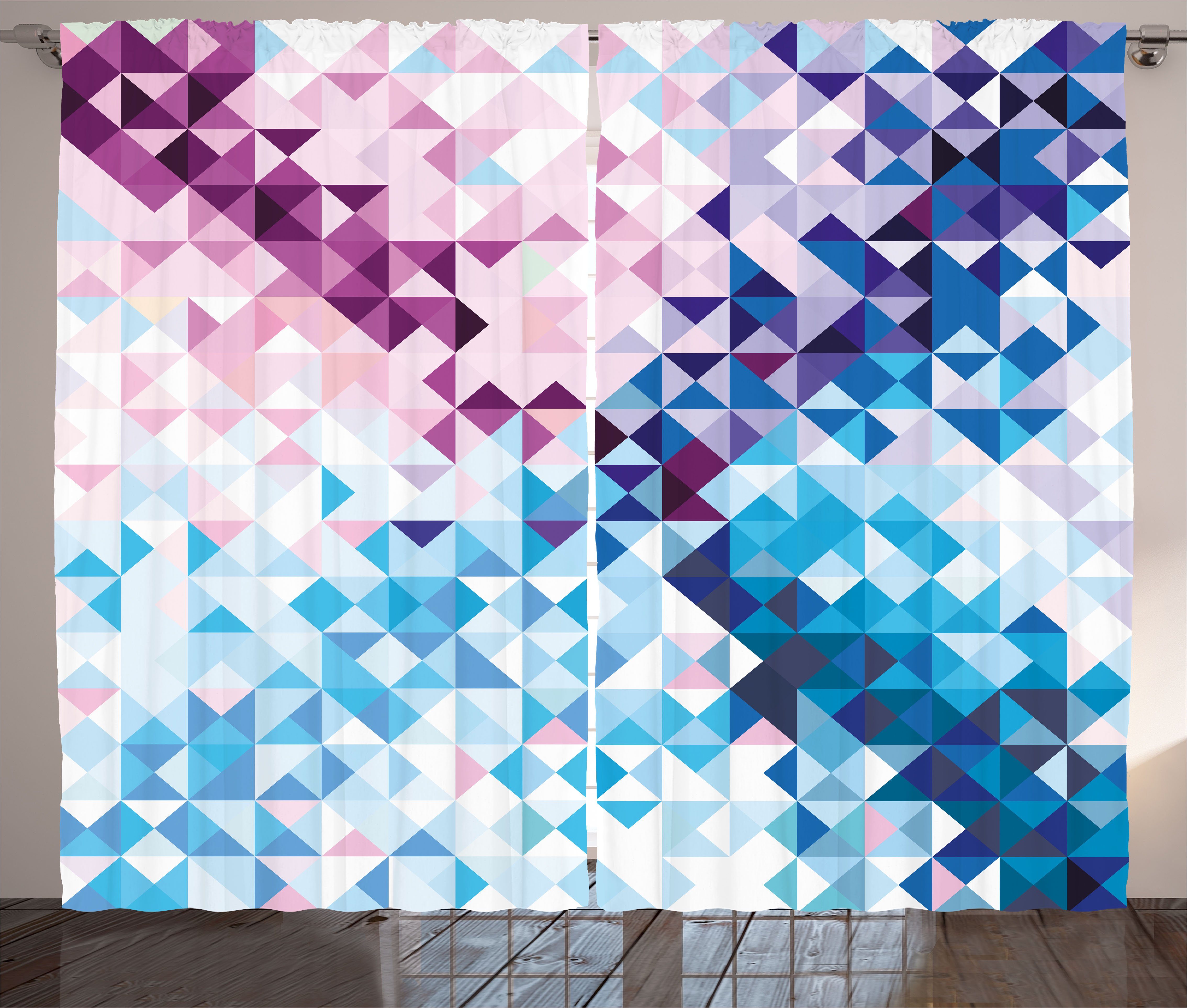 Gardine und Abstrakte Ombre Schlafzimmer Mosaik Digital Vorhang mit Haken, Abakuhaus, Kräuselband Schlaufen