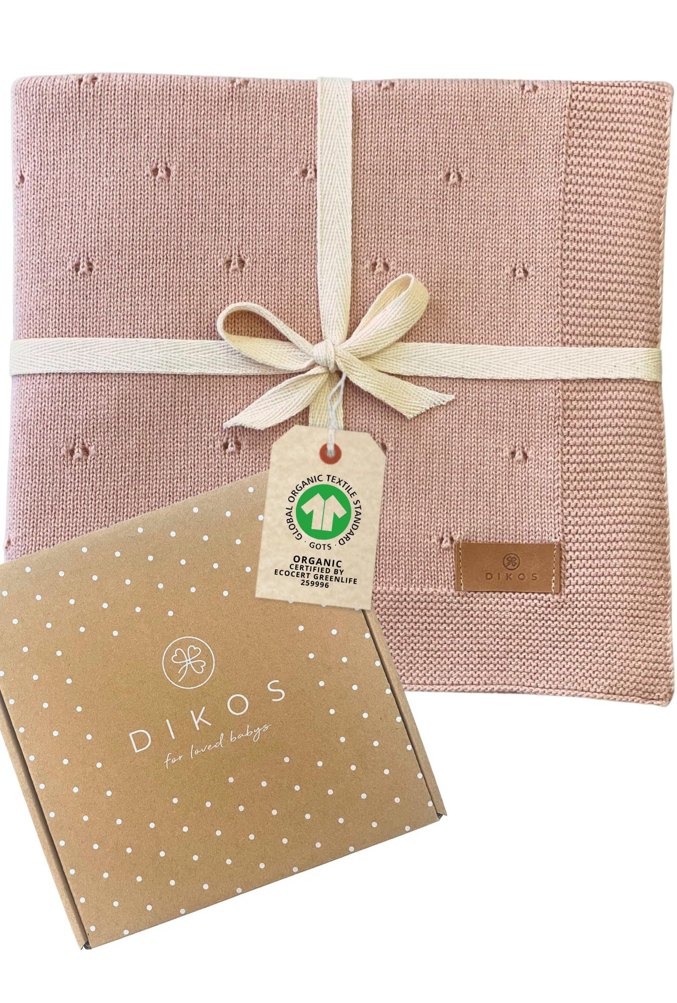 Babydecke DIKOS® Babydecke aus *100%* Bio Baumwolle, Strickdecke, Geschenk