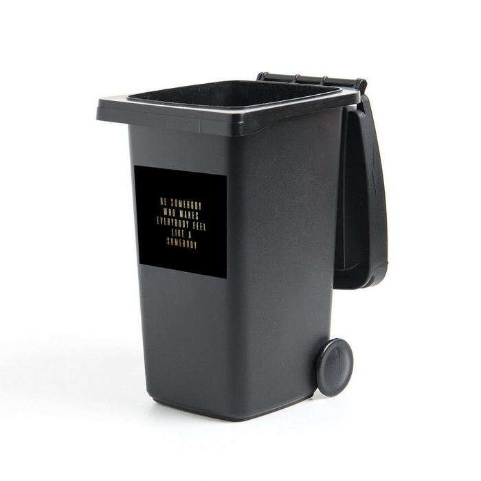 MuchoWow Wandsticker Zitate - Sprichwörter - Gold - Briefe (1 St) Mülleimer-aufkleber Mülltonne Sticker Container Abfalbehälter