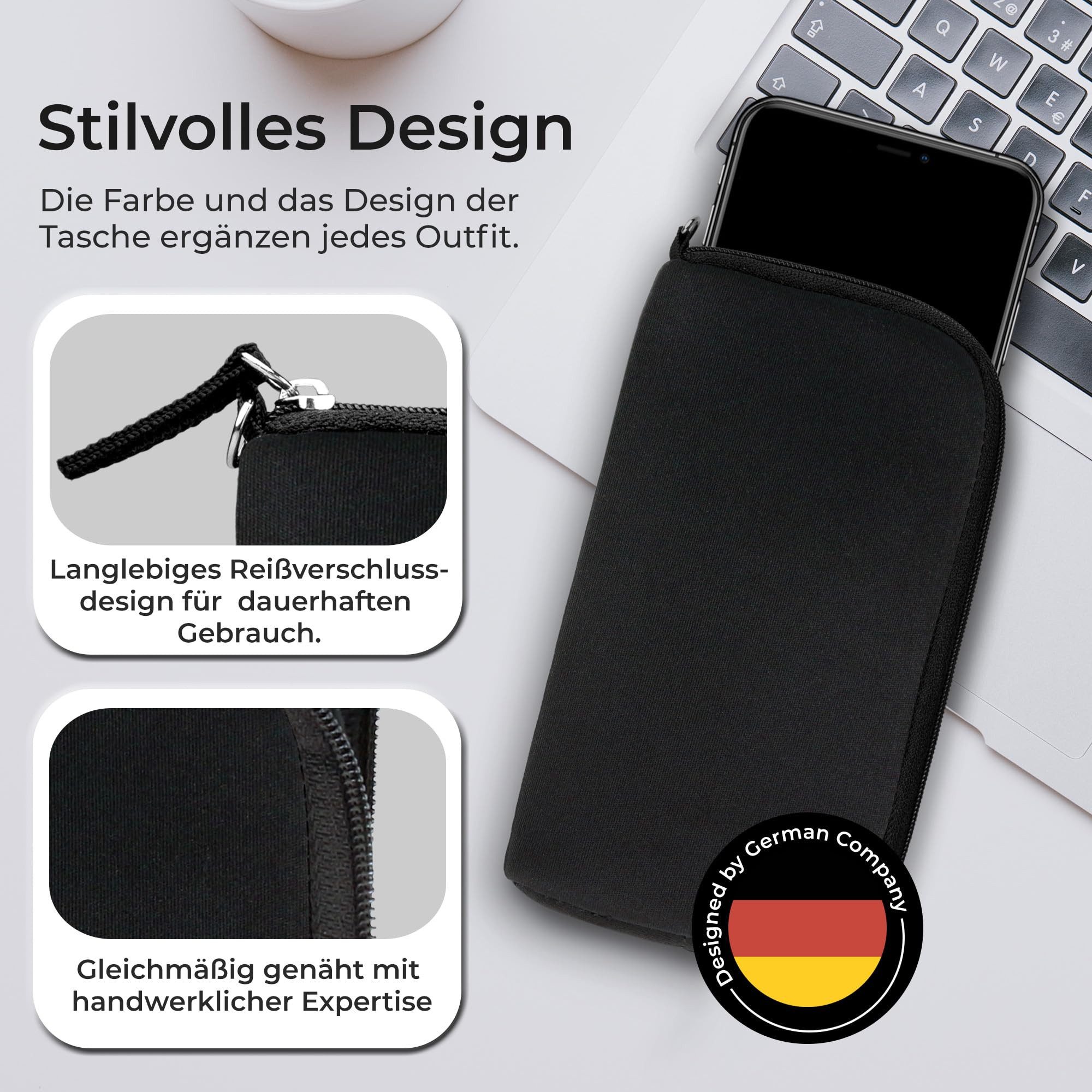 XiRRiX Handytasche für Smartphone - universal Handyhülle mit Handschlaufe (kompatibel mit z.B. Iphone 15 Pro Max, 16 Pro Max, 17 Pro Max, 1-tlg., Hülle mit Reiß – Bild 4 von 5
