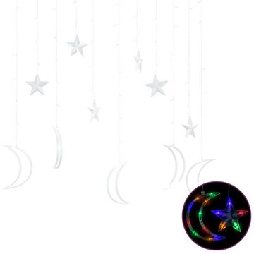 vidaXL Lichterkette Lichterketten Stern und Mond Fernbedienung 138 LED Bunt Außenbereich