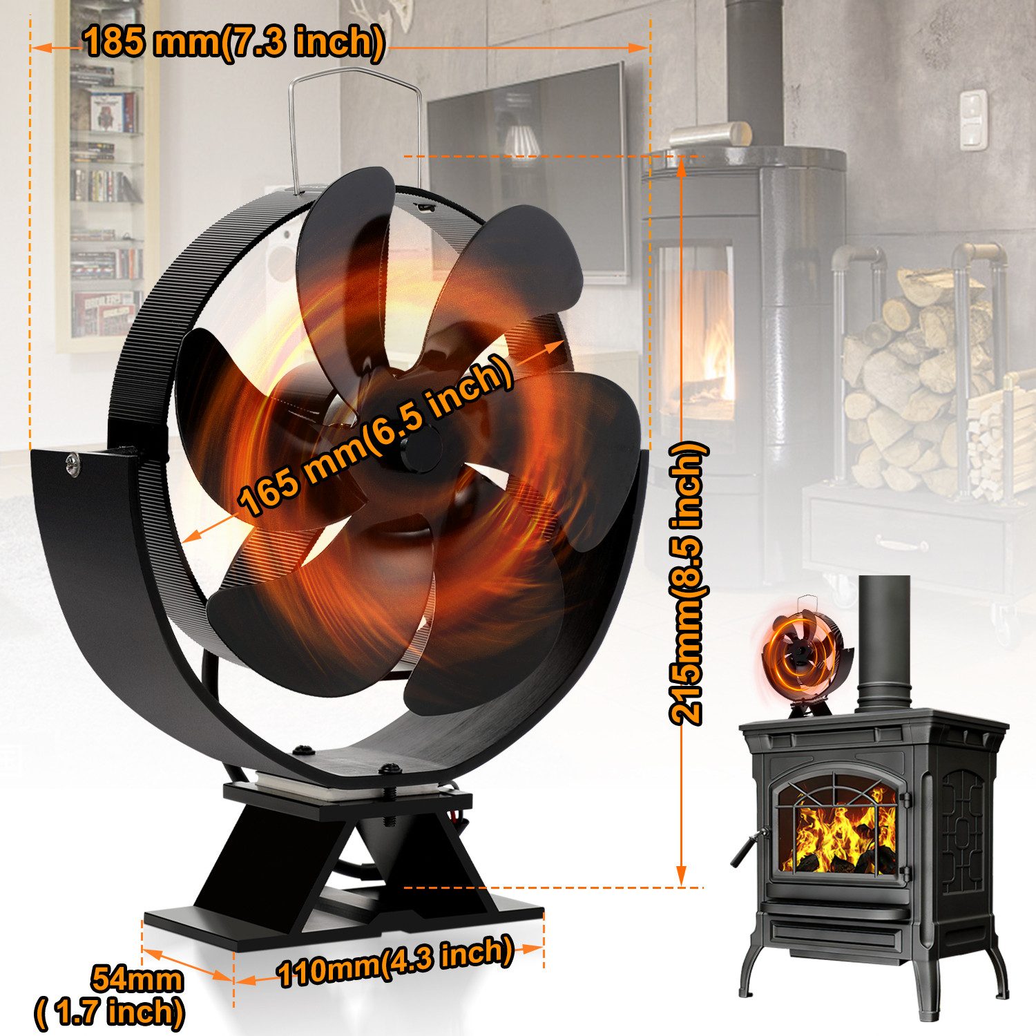 Clanmacy Kaminventilator Kaminventilator 6 Flügel Stromloser Kaminofen Vent günstig online kaufen