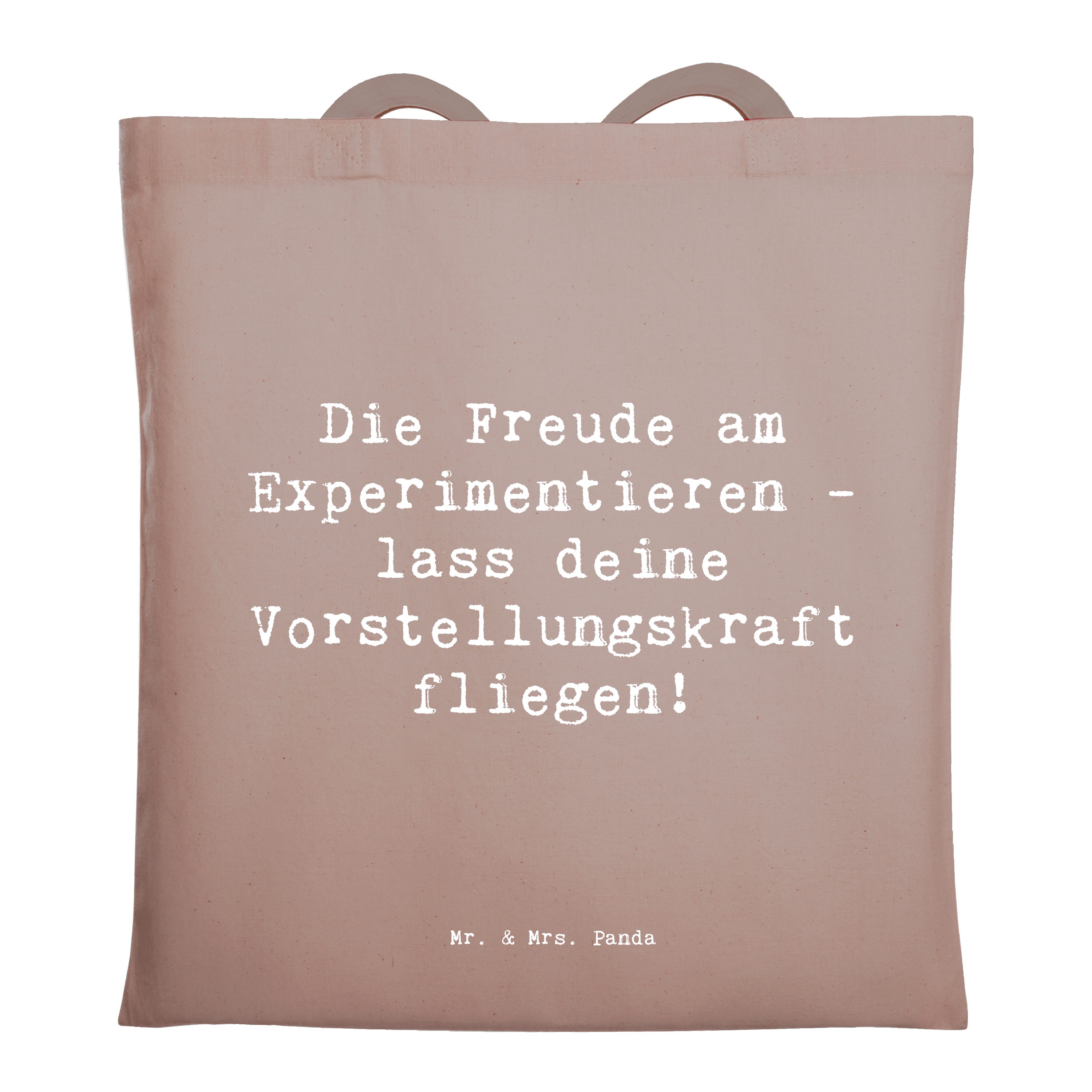 Tragetasche Spruch Die Freude am Experimentieren - Braun Pastell - Geschenk, Eink