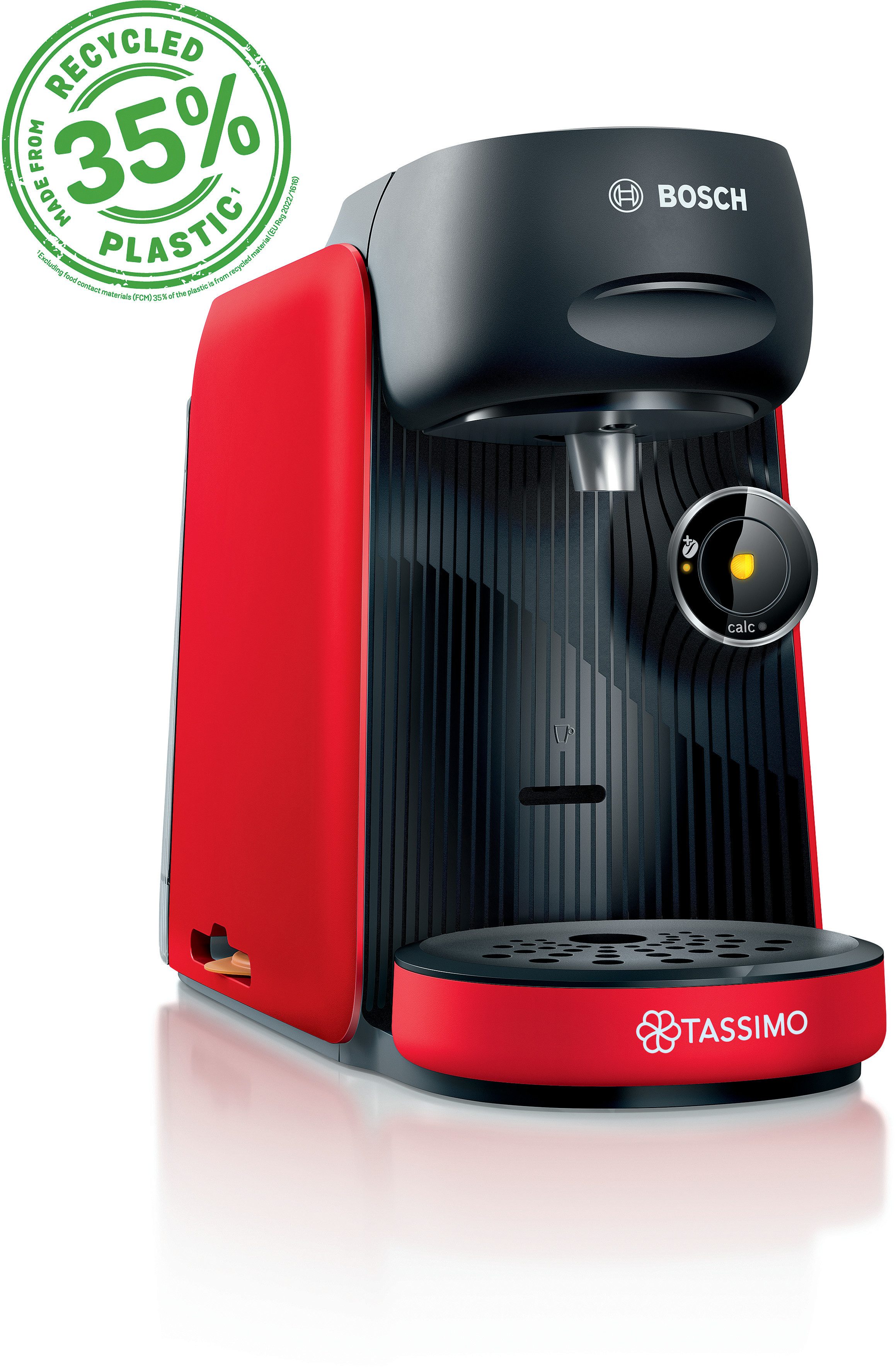 TASSIMO Kapselmaschine FINESSE friendly TAS163E, aus Recyclingmaterial, mehr Intensität per Knopfdruck, rot