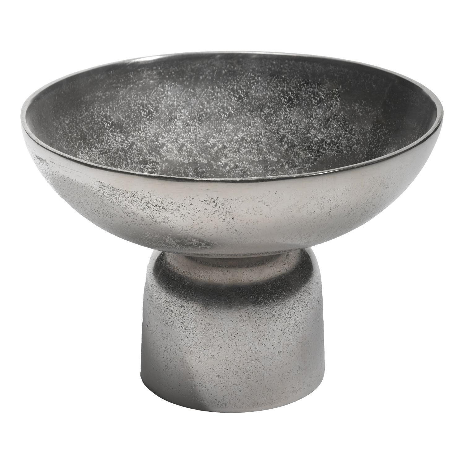 casa NOVA Dekoschale GRAVIUS, Ø 24 cm, Silbergrau, Aluminium, (1 St), mit Standfuß